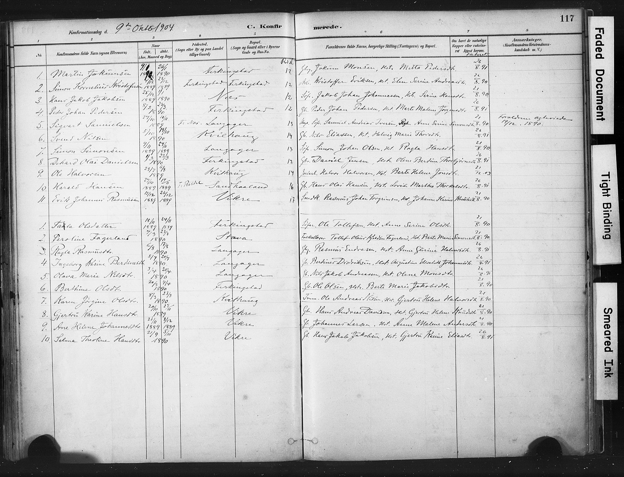 Skudenes sokneprestkontor, SAST/A -101849/H/Ha/Haa/L0010: Parish register (official) no. A 7, 1882-1912, p. 117