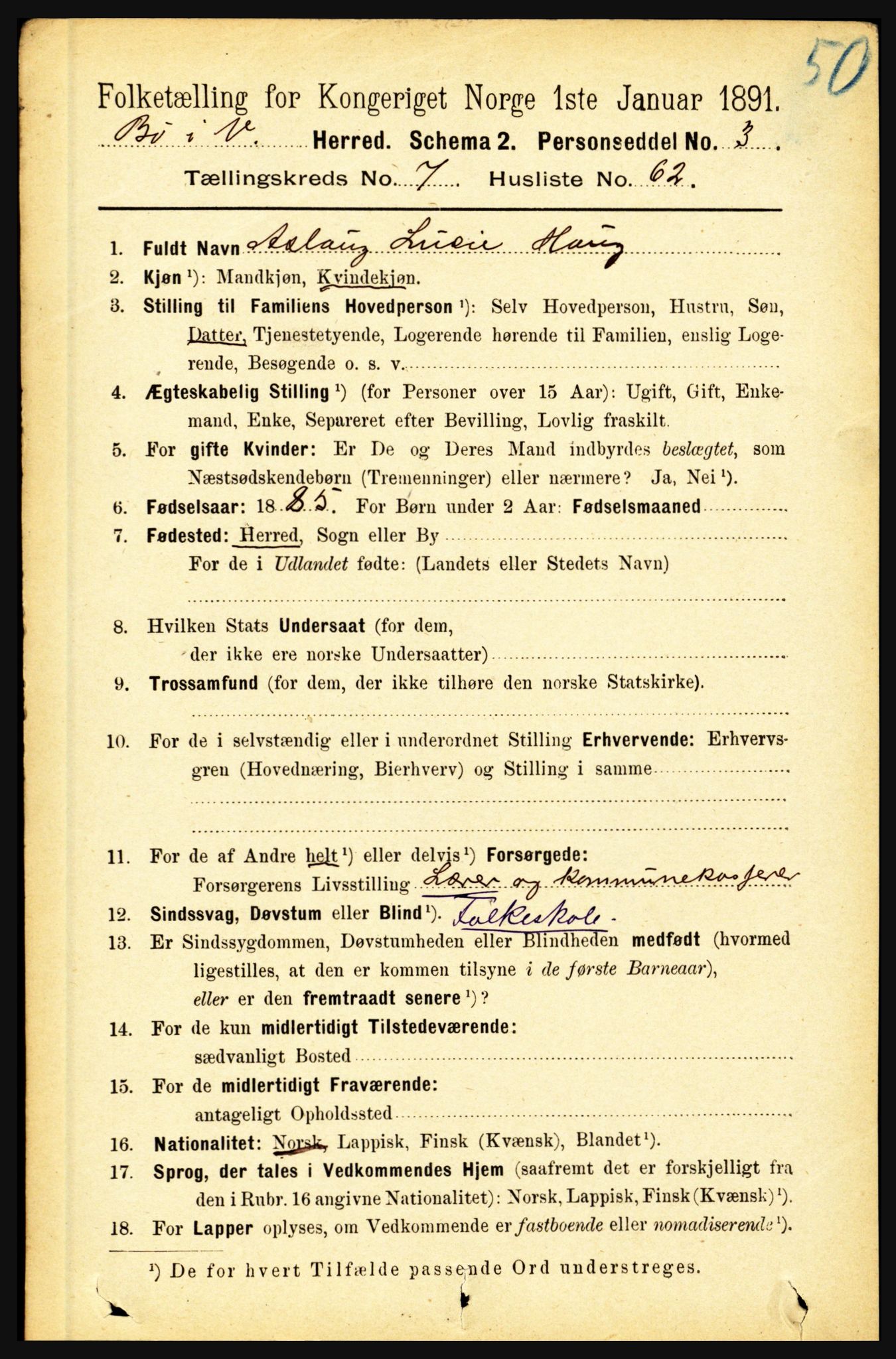 RA, 1891 census for 1867 Bø, 1891, p. 2940