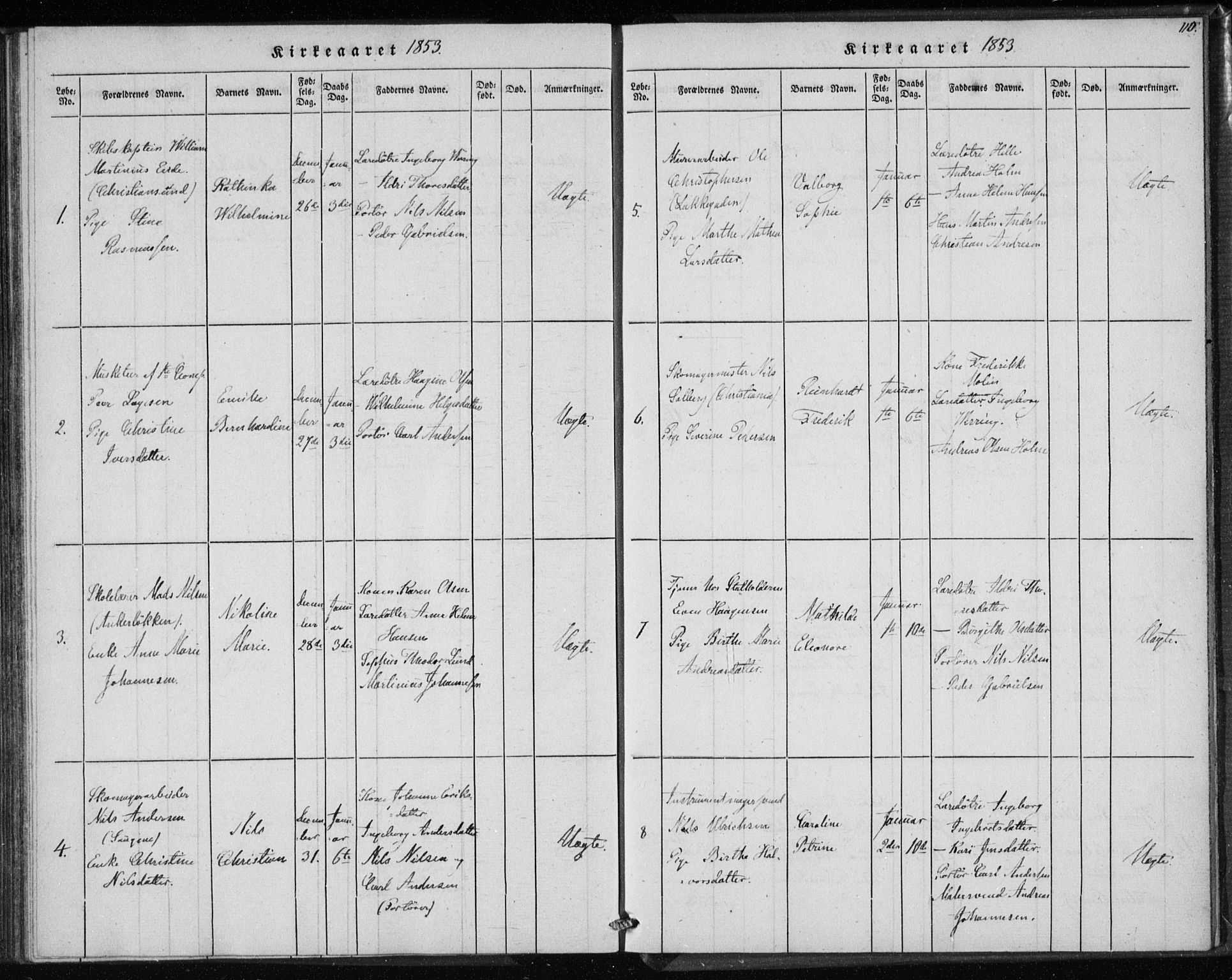 Rikshospitalet prestekontor Kirkebøker, AV/SAO-A-10309b/K/L0001/0003: Baptism register no. 1.3, 1848-1854, p. 110