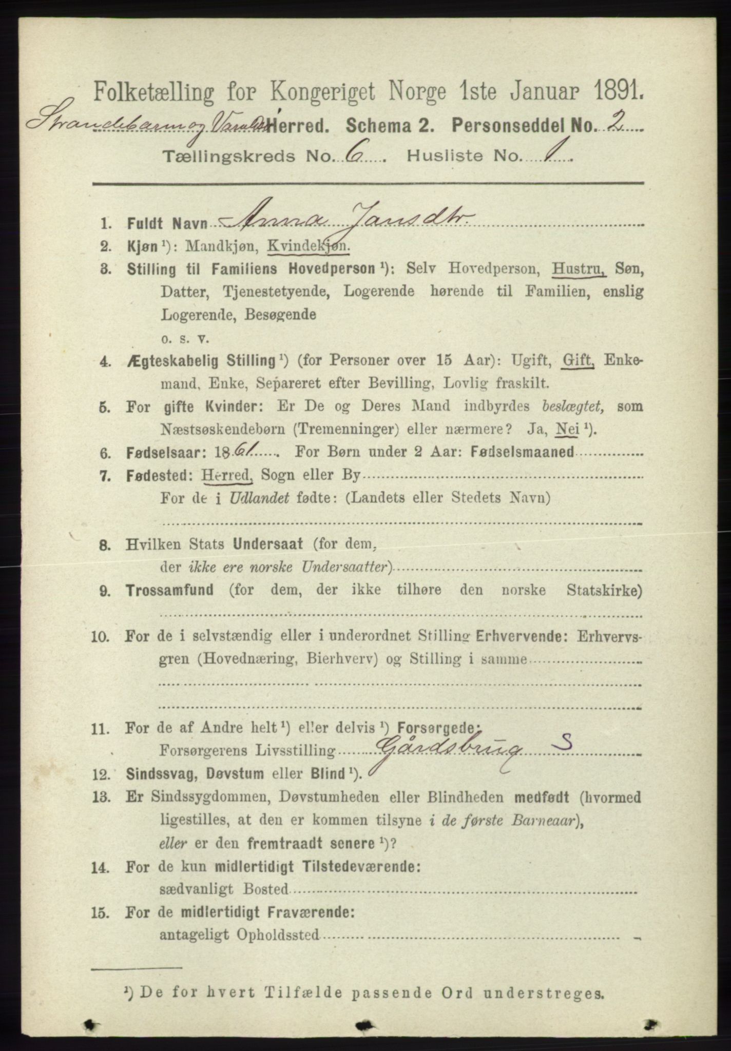 RA, 1891 census for 1226 Strandebarm og Varaldsøy, 1891, p. 2431