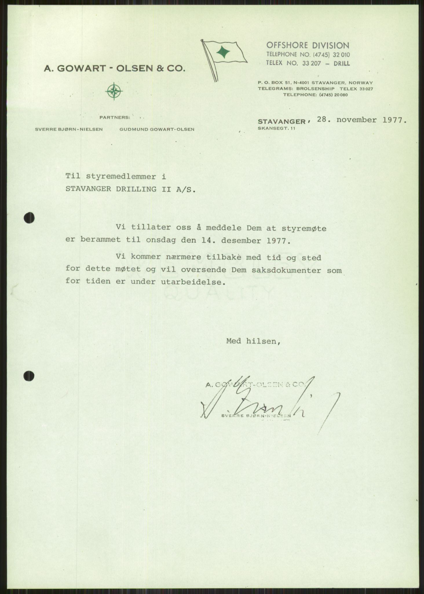 Pa 1503 - Stavanger Drilling AS, AV/SAST-A-101906/A/Ab/Abc/L0007: Styrekorrespondanse Stavanger Drilling II A/S, 1977-1978, p. 10