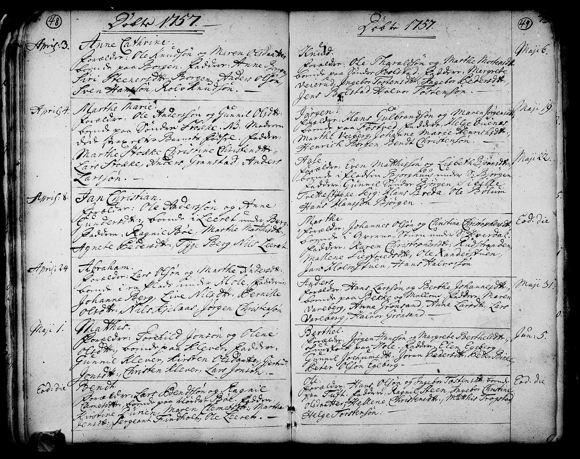 Sande Kirkebøker, AV/SAKO-A-53/F/Fa/L0001: Parish register (official) no. 1, 1753-1803, p. 48-49