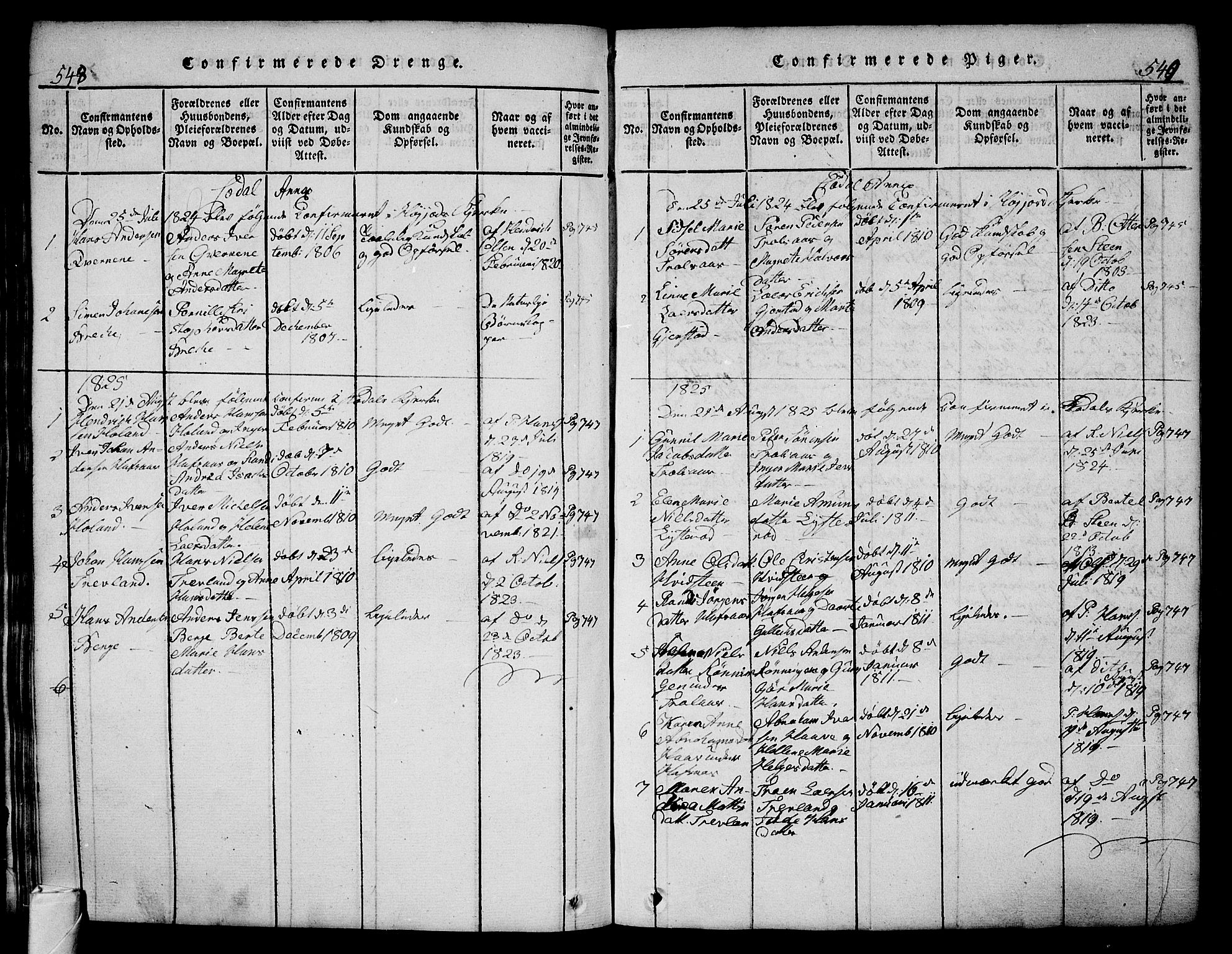 Andebu kirkebøker, AV/SAKO-A-336/G/Ga/L0002: Parish register (copy) no. I 2 /3, 1823-1832, p. 548-549