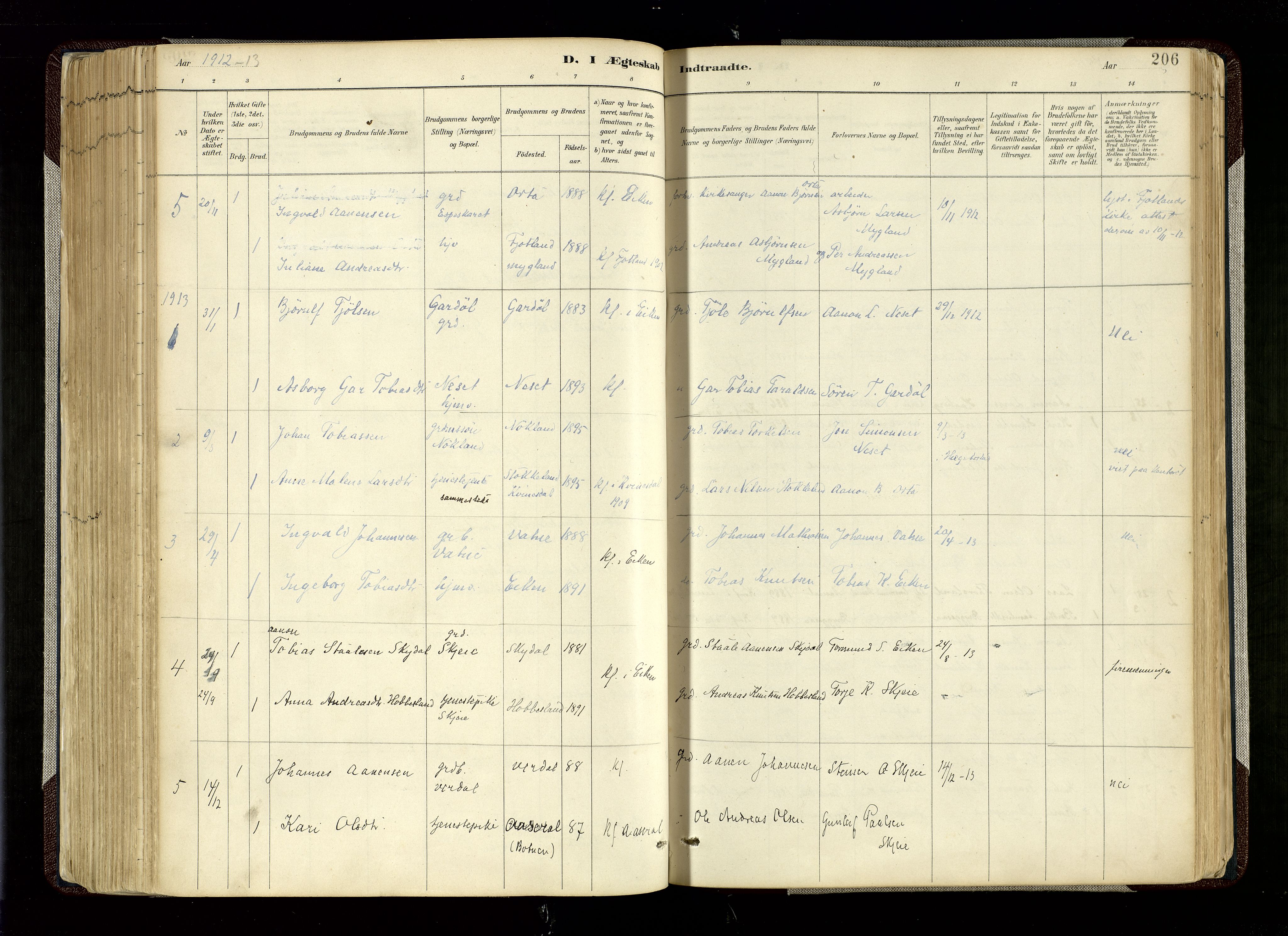 Hægebostad sokneprestkontor, SAK/1111-0024/F/Fa/Fab/L0004: Parish register (official) no. A 4, 1887-1929, p. 206
