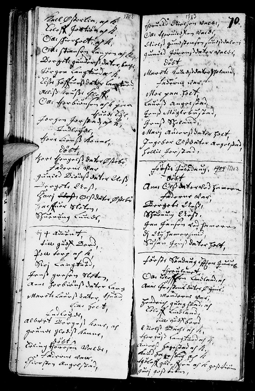 Holt sokneprestkontor, SAK/1111-0021/F/Fb/L0001: Parish register (copy) no. B 1, 1699-1705, p. 70