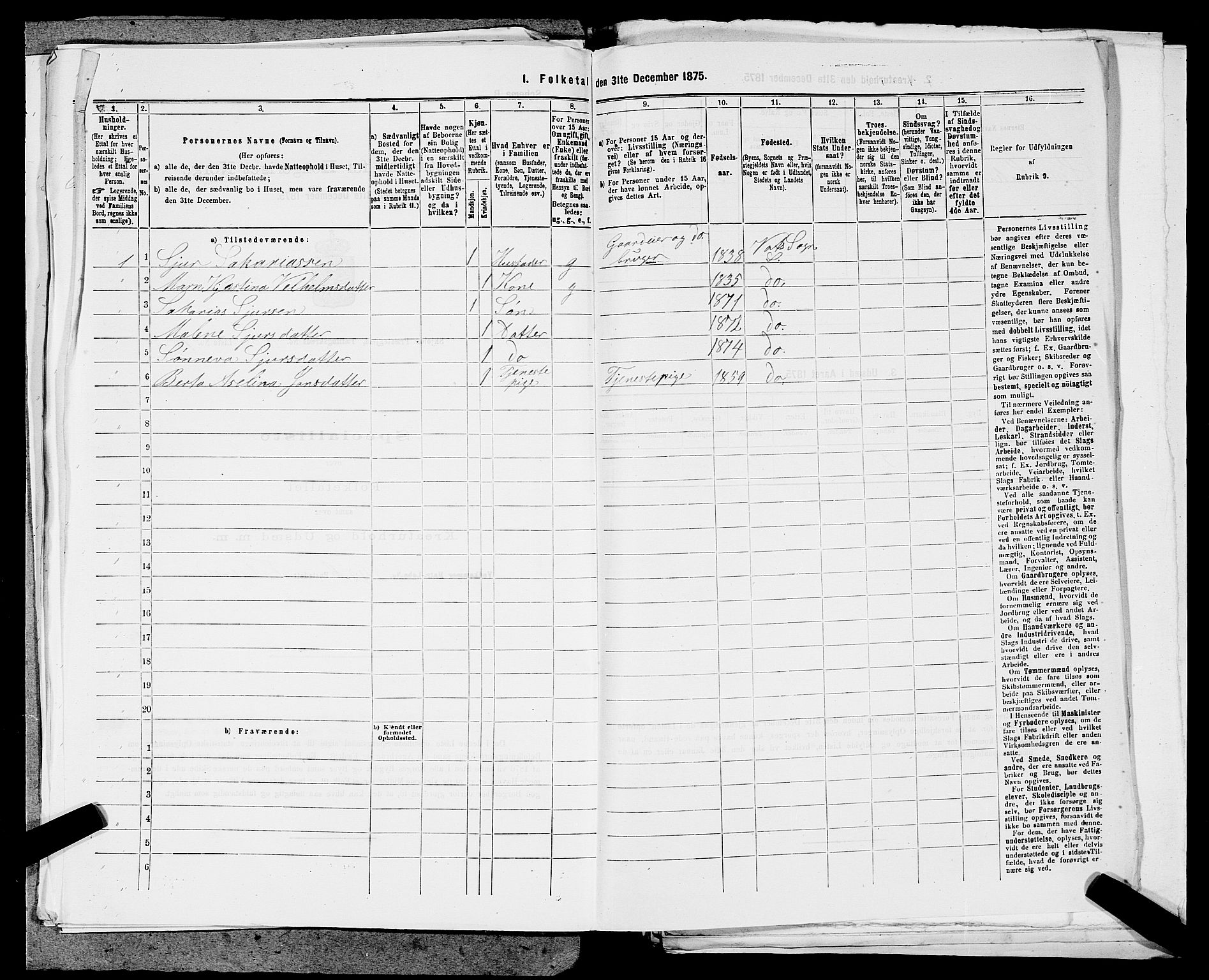 SAST, 1875 census for 1154P Skjold, 1875, p. 1101