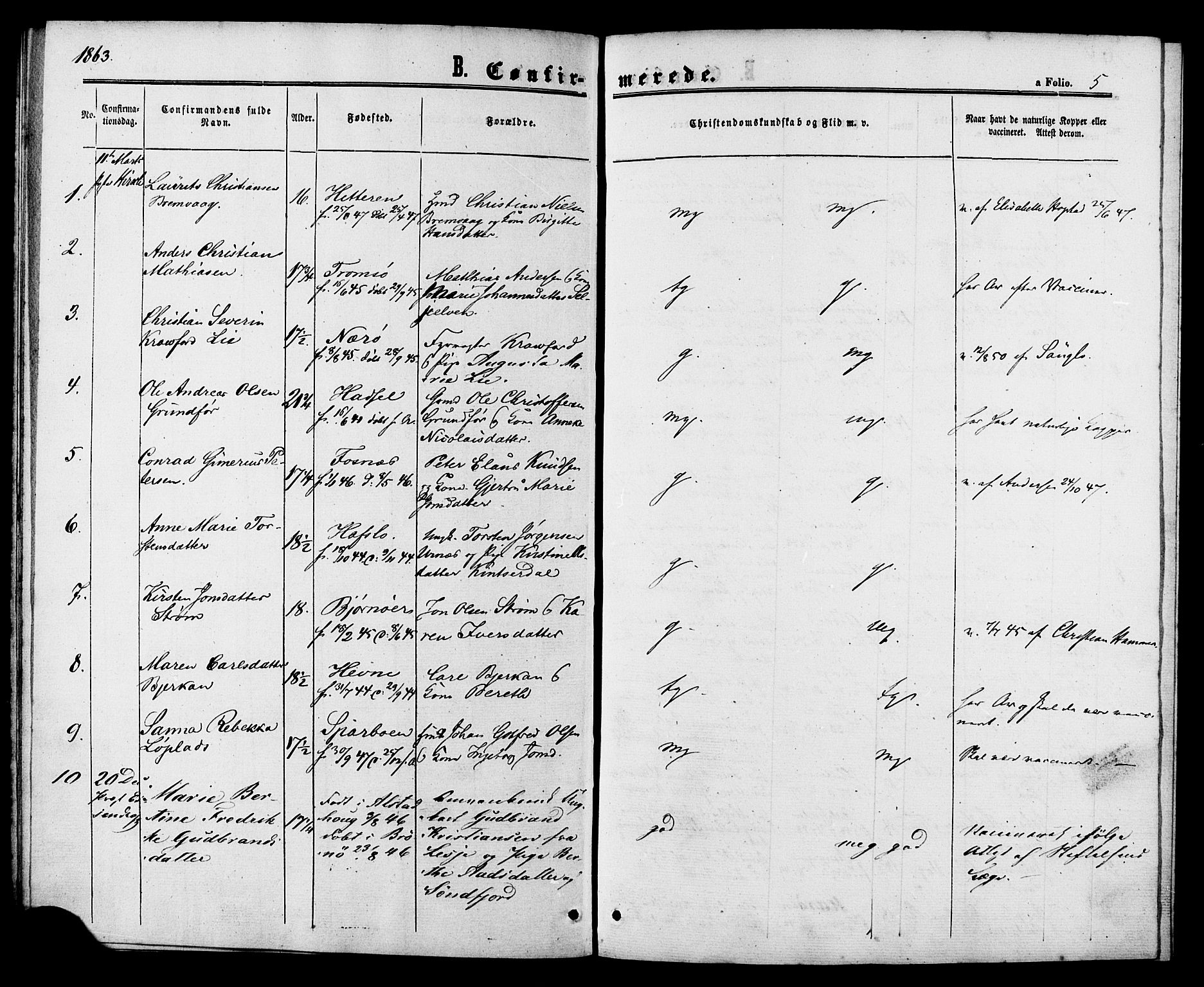 Ministerialprotokoller, klokkerbøker og fødselsregistre - Sør-Trøndelag, SAT/A-1456/629/L0485: Parish register (official) no. 629A01, 1862-1869, p. 5