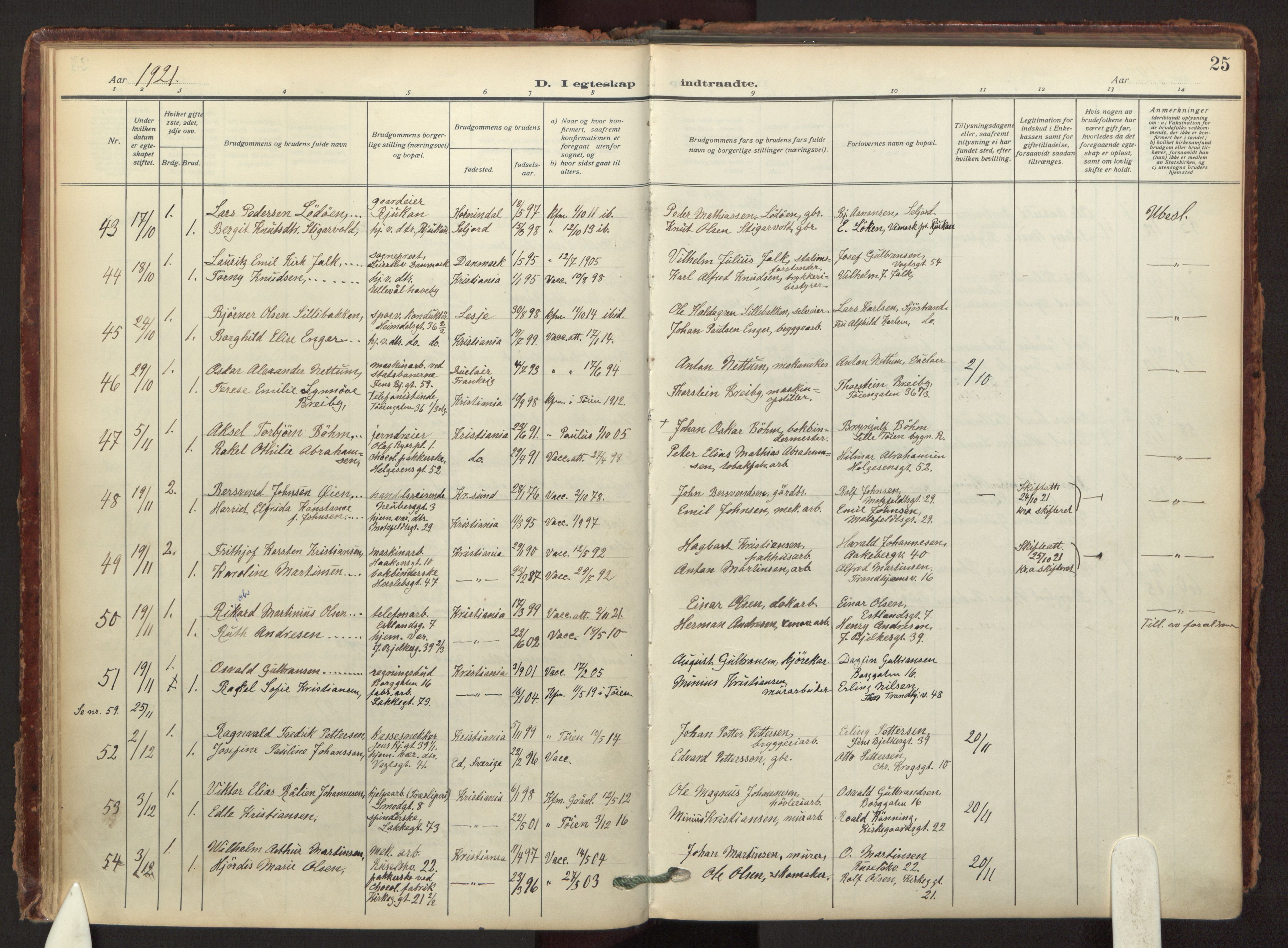 Tøyen prestekontor Kirkebøker, AV/SAO-A-10167a/F/Fa/L0003: Parish register (official) no. I 3, 1917-1933, p. 25