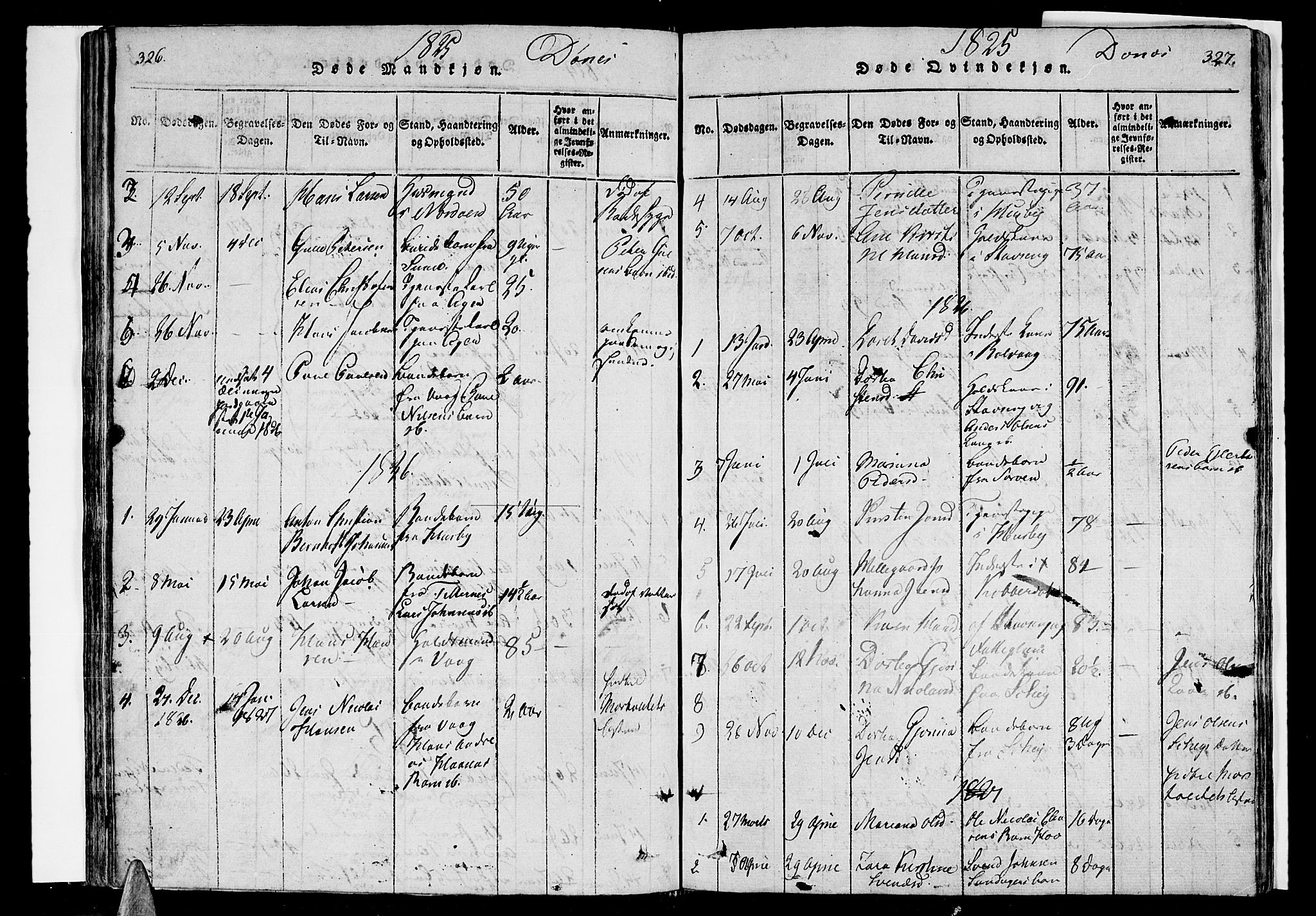 Ministerialprotokoller, klokkerbøker og fødselsregistre - Nordland, AV/SAT-A-1459/838/L0547: Parish register (official) no. 838A05 /2, 1820-1828, p. 326-327