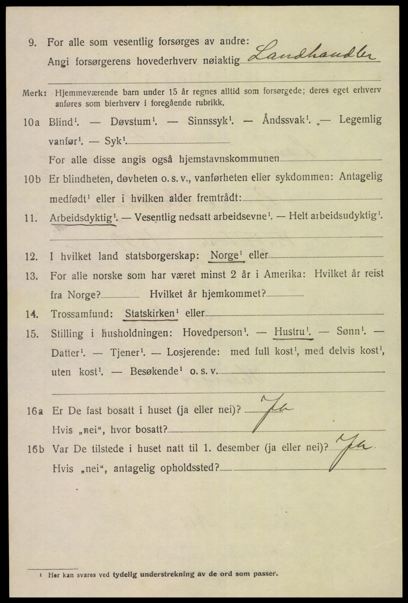 SAK, 1920 census for Landvik, 1920, p. 3393