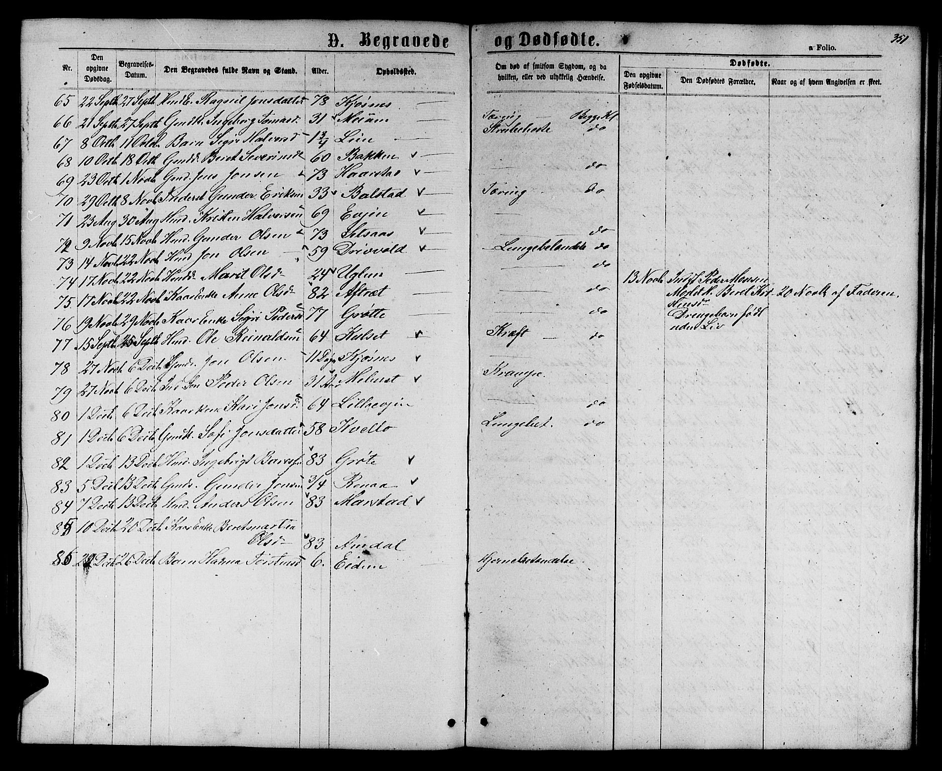 Ministerialprotokoller, klokkerbøker og fødselsregistre - Sør-Trøndelag, SAT/A-1456/695/L1156: Parish register (copy) no. 695C07, 1869-1888, p. 351