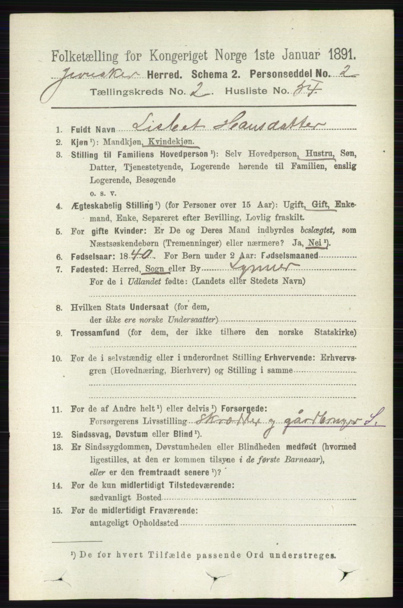 RA, 1891 census for 0532 Jevnaker, 1891, p. 940