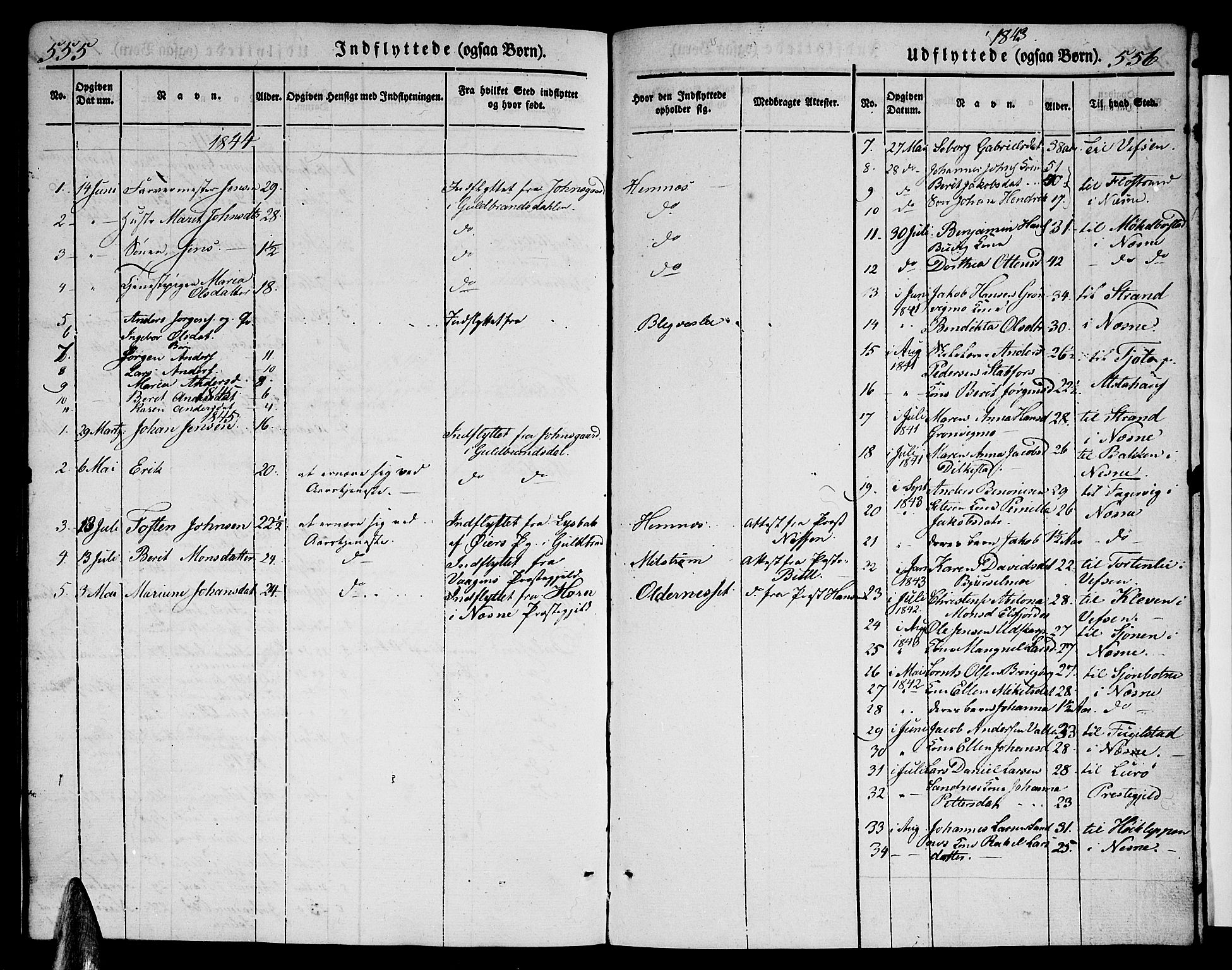 Ministerialprotokoller, klokkerbøker og fødselsregistre - Nordland, AV/SAT-A-1459/825/L0364: Parish register (copy) no. 825C01, 1841-1863, p. 555-556