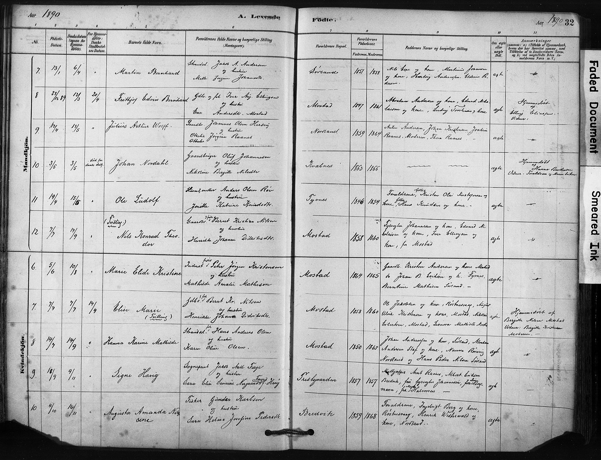 Ministerialprotokoller, klokkerbøker og fødselsregistre - Nordland, AV/SAT-A-1459/807/L0122: Parish register (official) no. 807A05, 1880-1902, p. 32