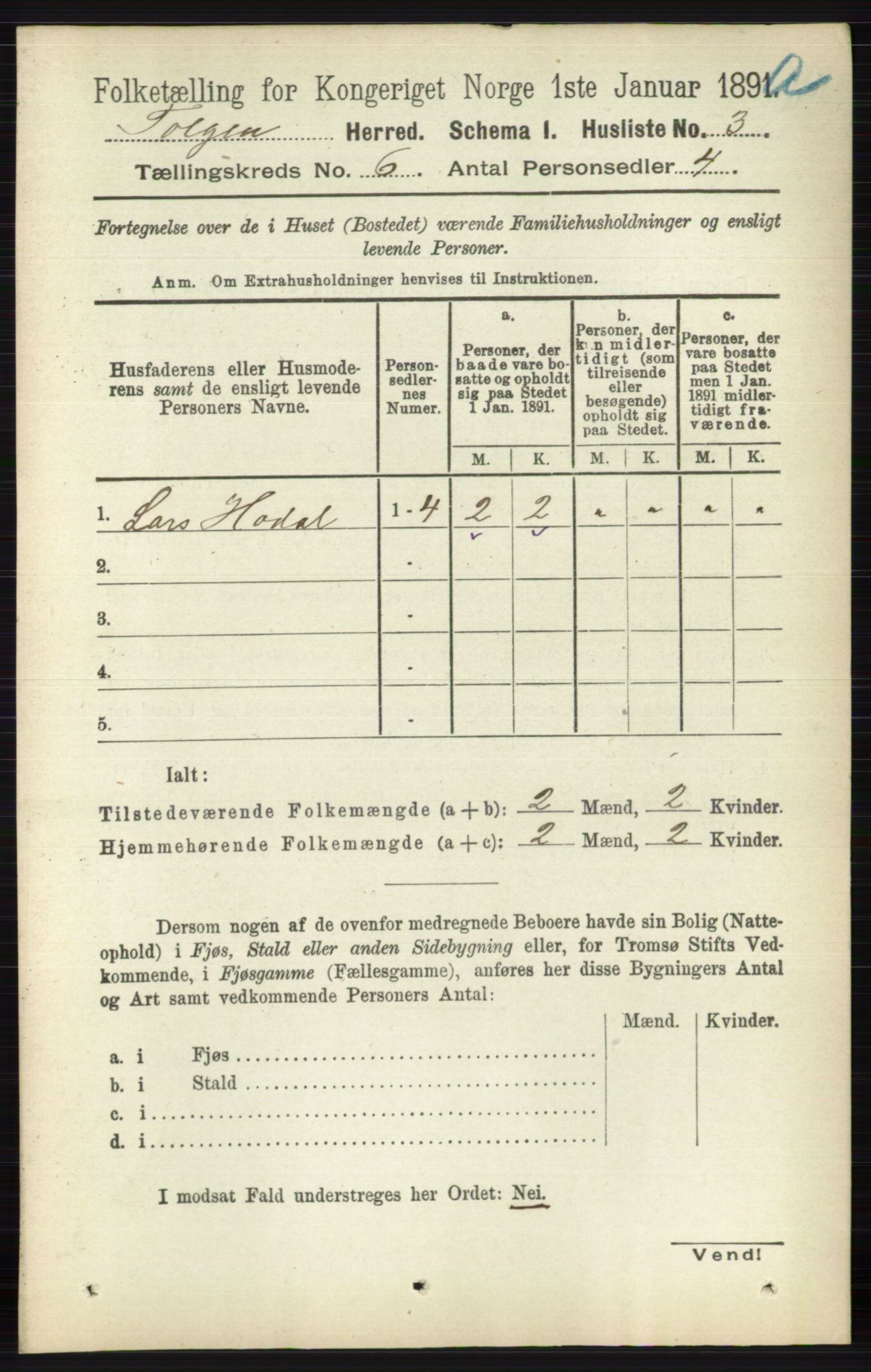 RA, 1891 census for 0436 Tolga, 1891, p. 1581