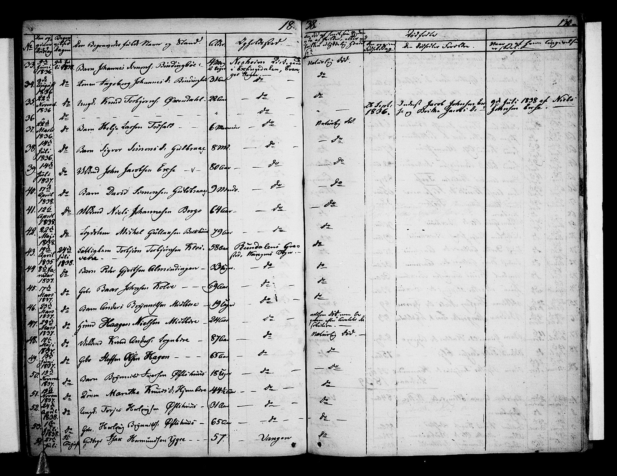 Voss sokneprestembete, AV/SAB-A-79001: Curate's parish register no. A 1, 1821-1841, p. 130