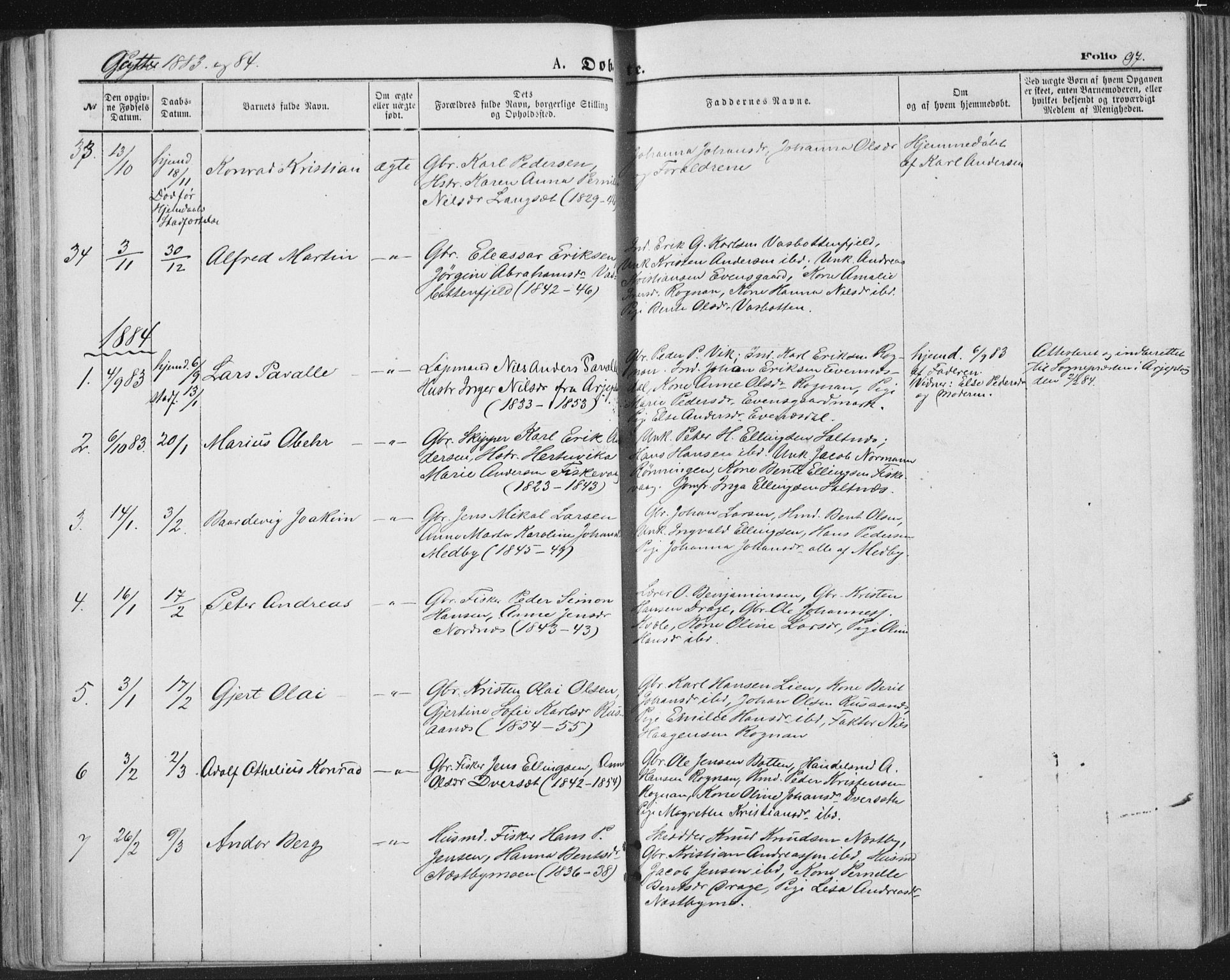 Ministerialprotokoller, klokkerbøker og fødselsregistre - Nordland, AV/SAT-A-1459/847/L0668: Parish register (official) no. 847A08, 1872-1886, p. 97