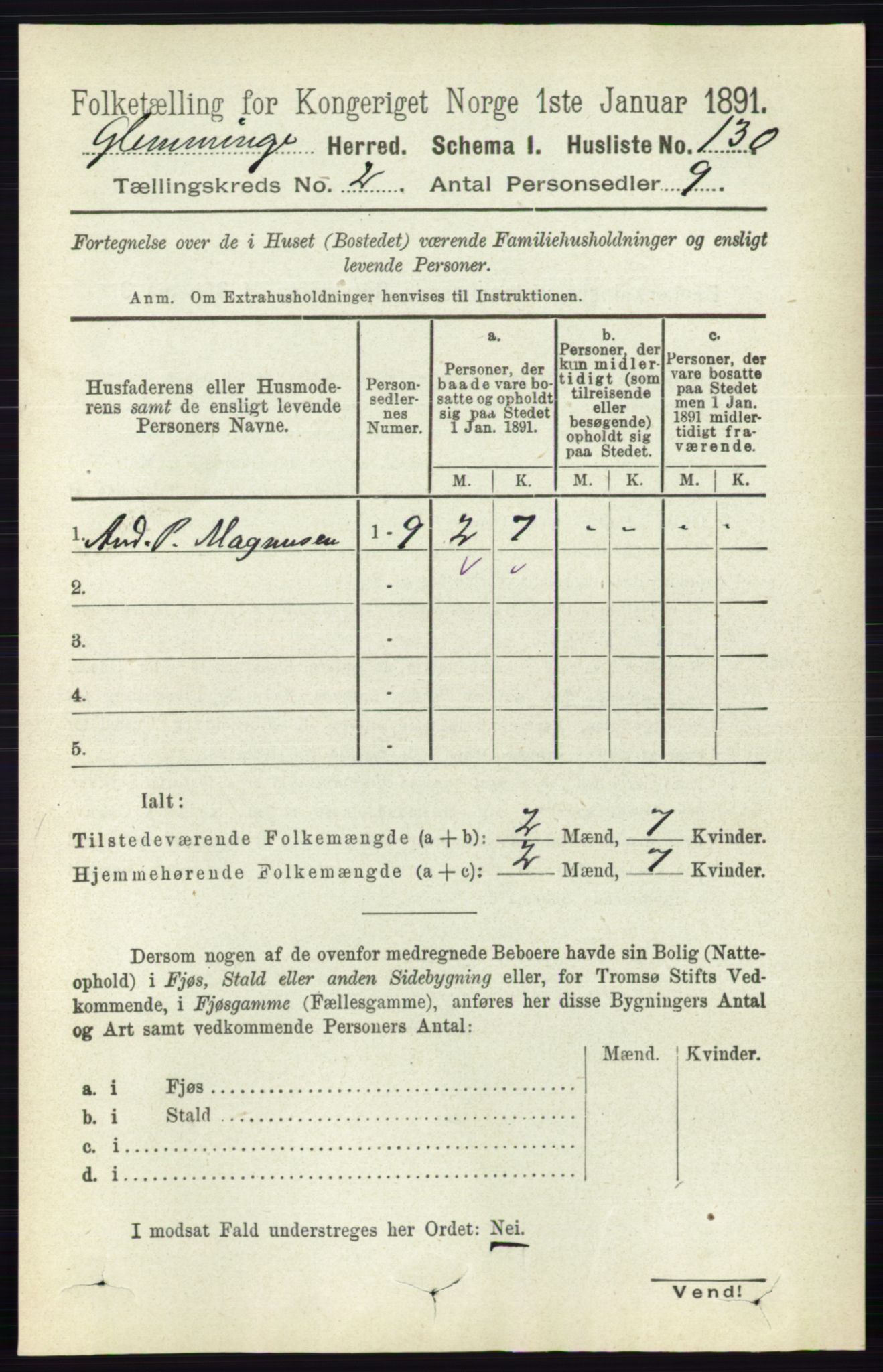 RA, 1891 census for 0132 Glemmen, 1891, p. 545