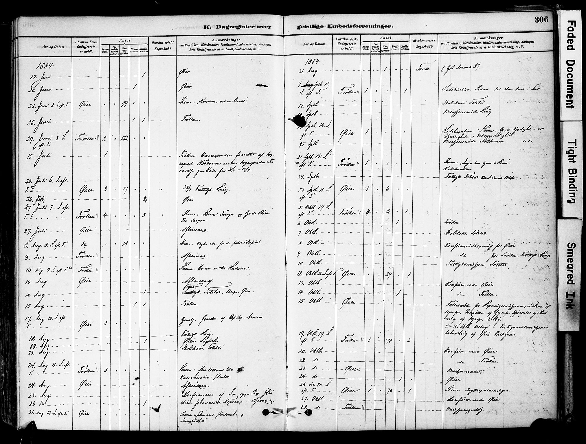 Øyer prestekontor, SAH/PREST-084/H/Ha/Haa/L0008: Parish register (official) no. 8, 1878-1897, p. 306