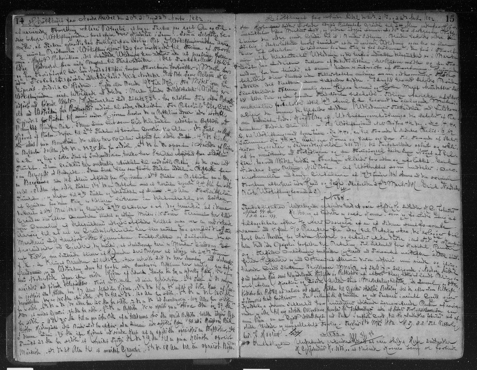 Valdres sorenskriveri, AV/SAH-TING-016/H/Hb/Hba/L0017: Mortgage book no. 17, 1882-1886, p. 14-15
