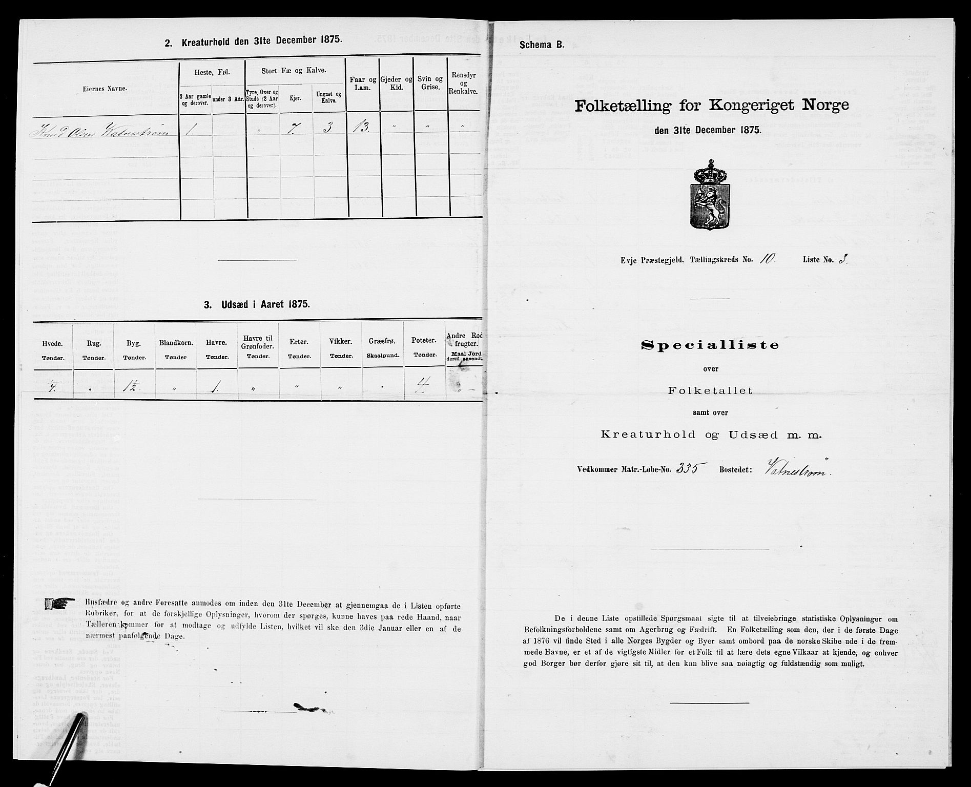 SAK, 1875 census for 0934P Evje, 1875, p. 843