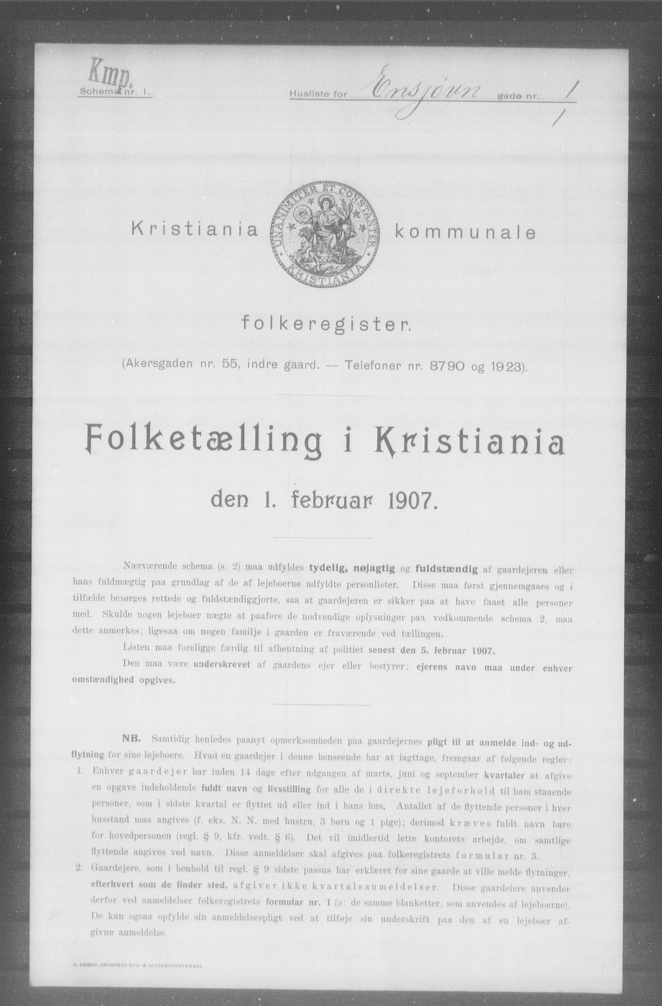 OBA, Municipal Census 1907 for Kristiania, 1907, p. 11066