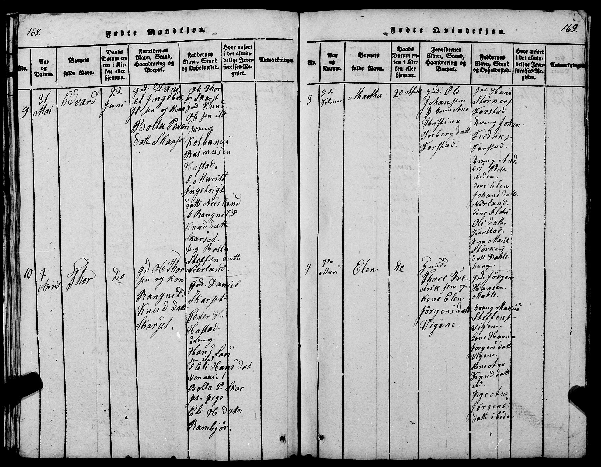 Ministerialprotokoller, klokkerbøker og fødselsregistre - Møre og Romsdal, AV/SAT-A-1454/567/L0781: Parish register (copy) no. 567C01, 1818-1845, p. 168-169