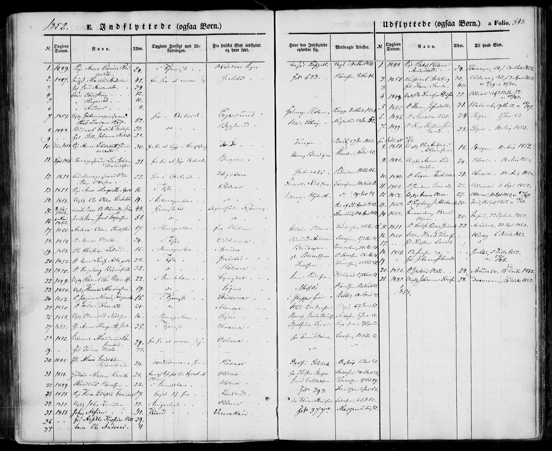Kristiansand domprosti, SAK/1112-0006/F/Fa/L0014: Parish register (official) no. A 14, 1852-1867, p. 548