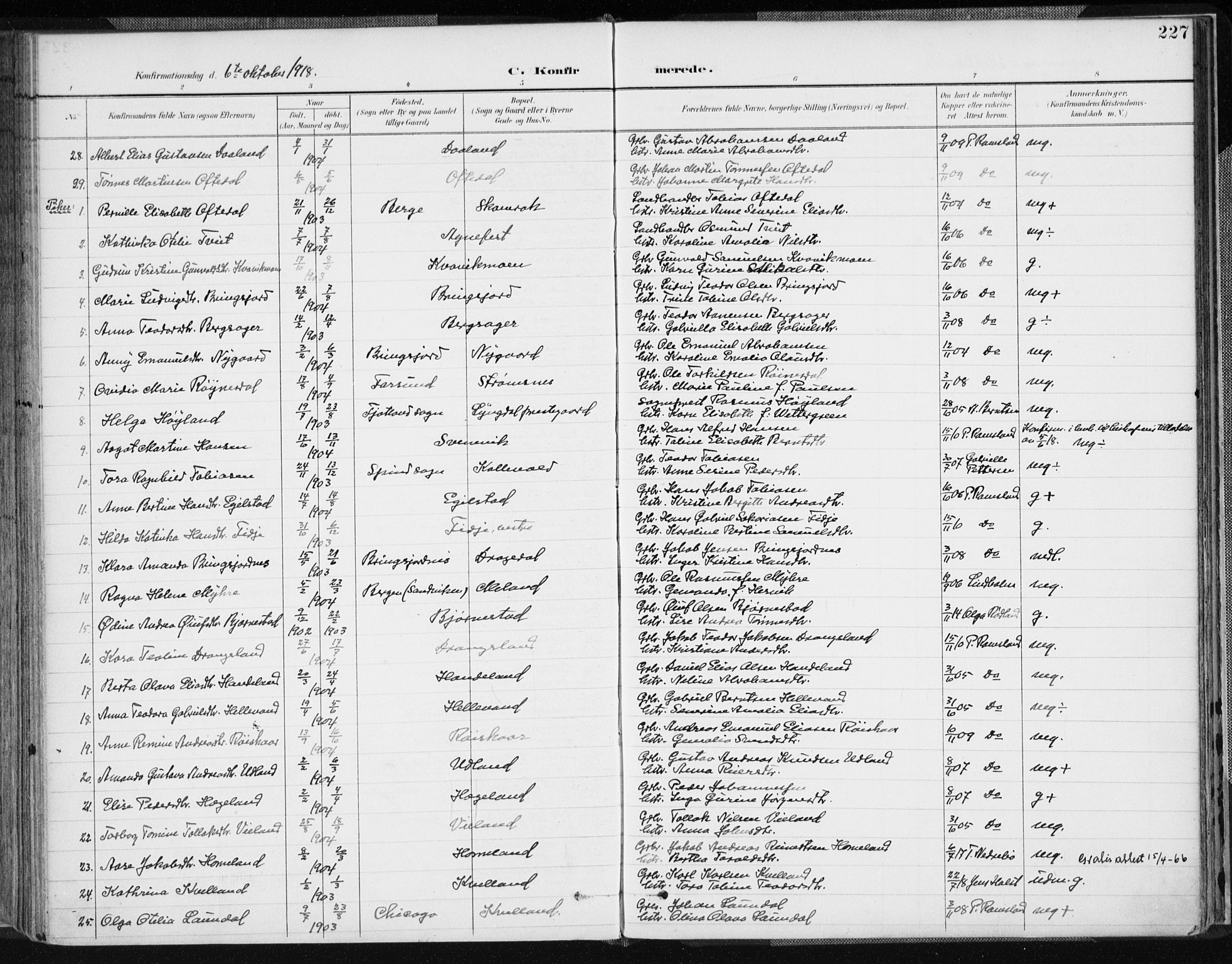 Lyngdal sokneprestkontor, AV/SAK-1111-0029/F/Fa/Fac/L0012: Parish register (official) no. A 12, 1894-1918, p. 227