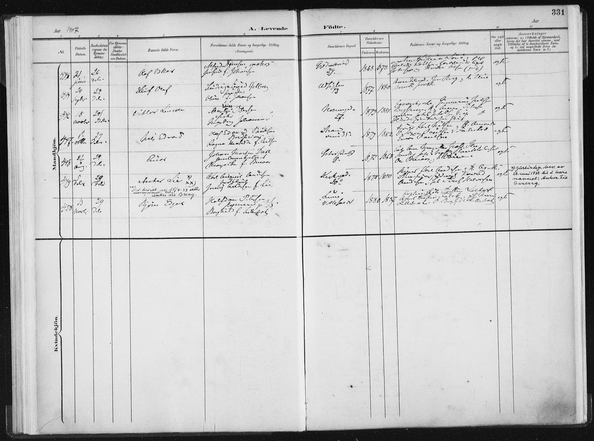 Ministerialprotokoller, klokkerbøker og fødselsregistre - Sør-Trøndelag, SAT/A-1456/604/L0200: Parish register (official) no. 604A20II, 1901-1908, p. 331