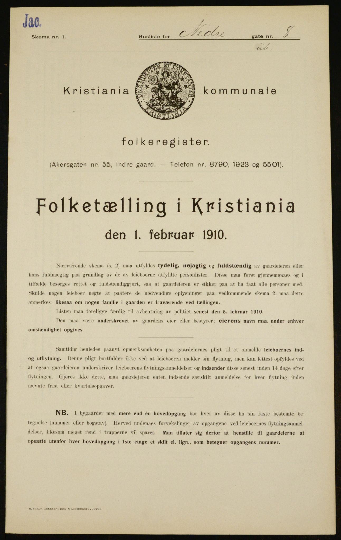 OBA, Municipal Census 1910 for Kristiania, 1910, p. 66849