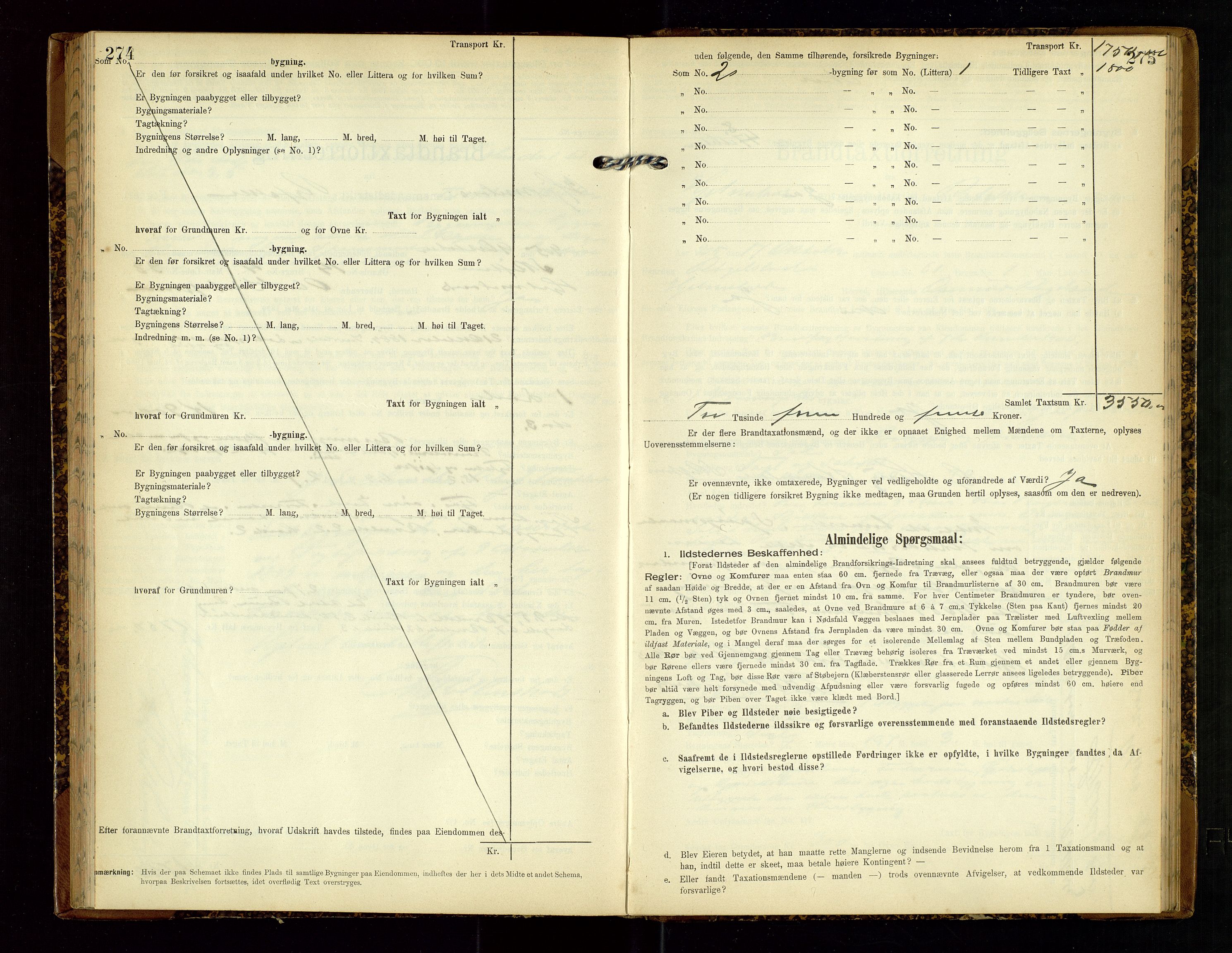 Hjelmeland lensmannskontor, SAST/A-100439/Gob/L0002: "Brandtaxationsprotokol", 1904-1920, p. 274-275