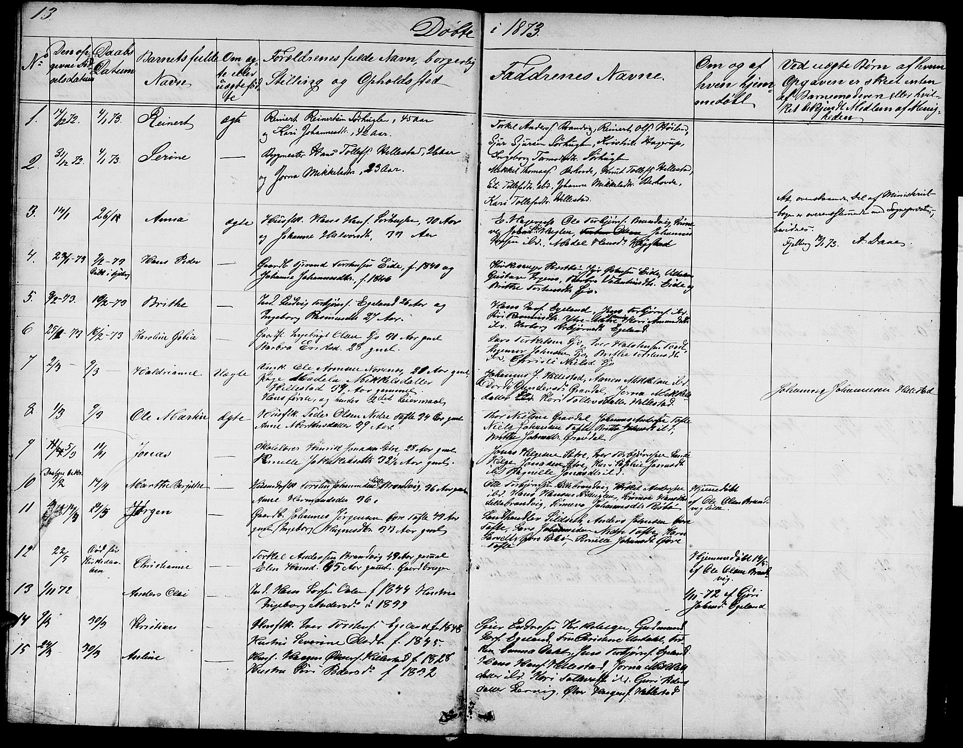 Fjelberg sokneprestembete, SAB/A-75201/H/Hab: Parish register (copy) no. B 3, 1868-1888, p. 13