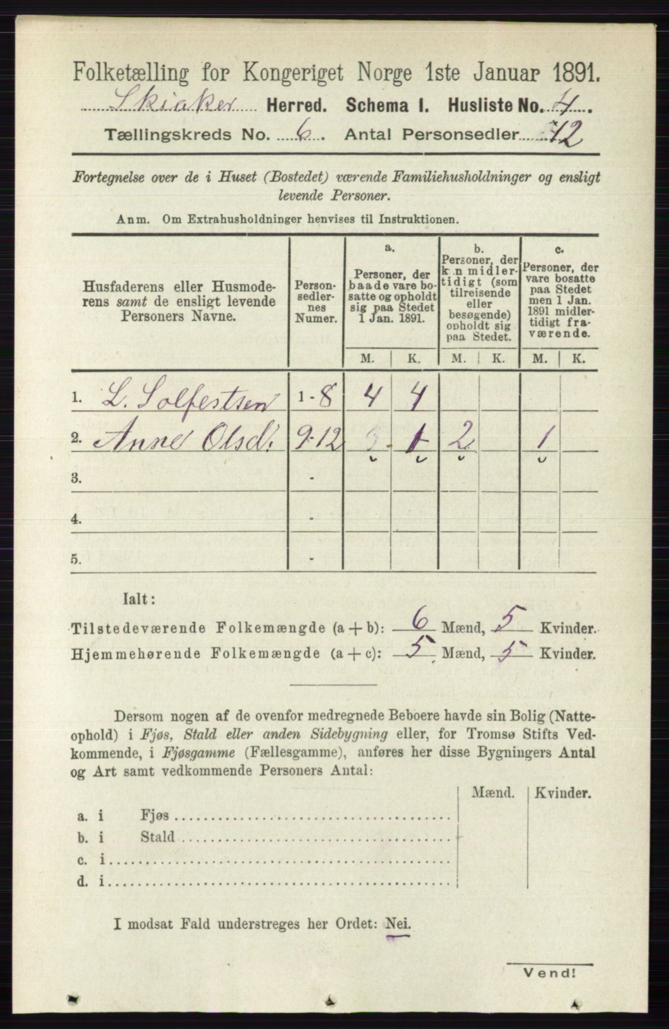 RA, 1891 census for 0513 Skjåk, 1891, p. 1985