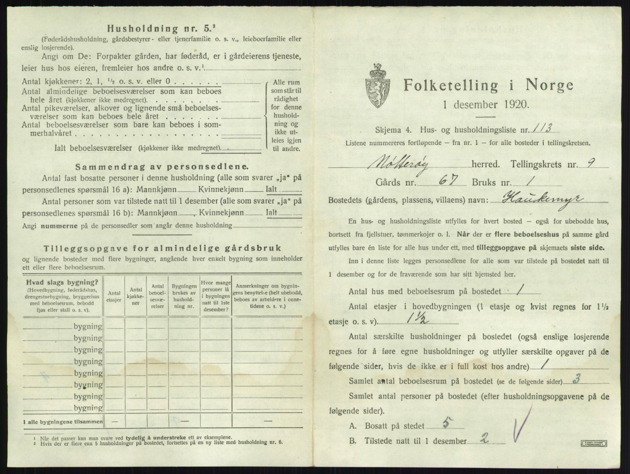 SAKO, 1920 census for Nøtterøy, 1920, p. 1962