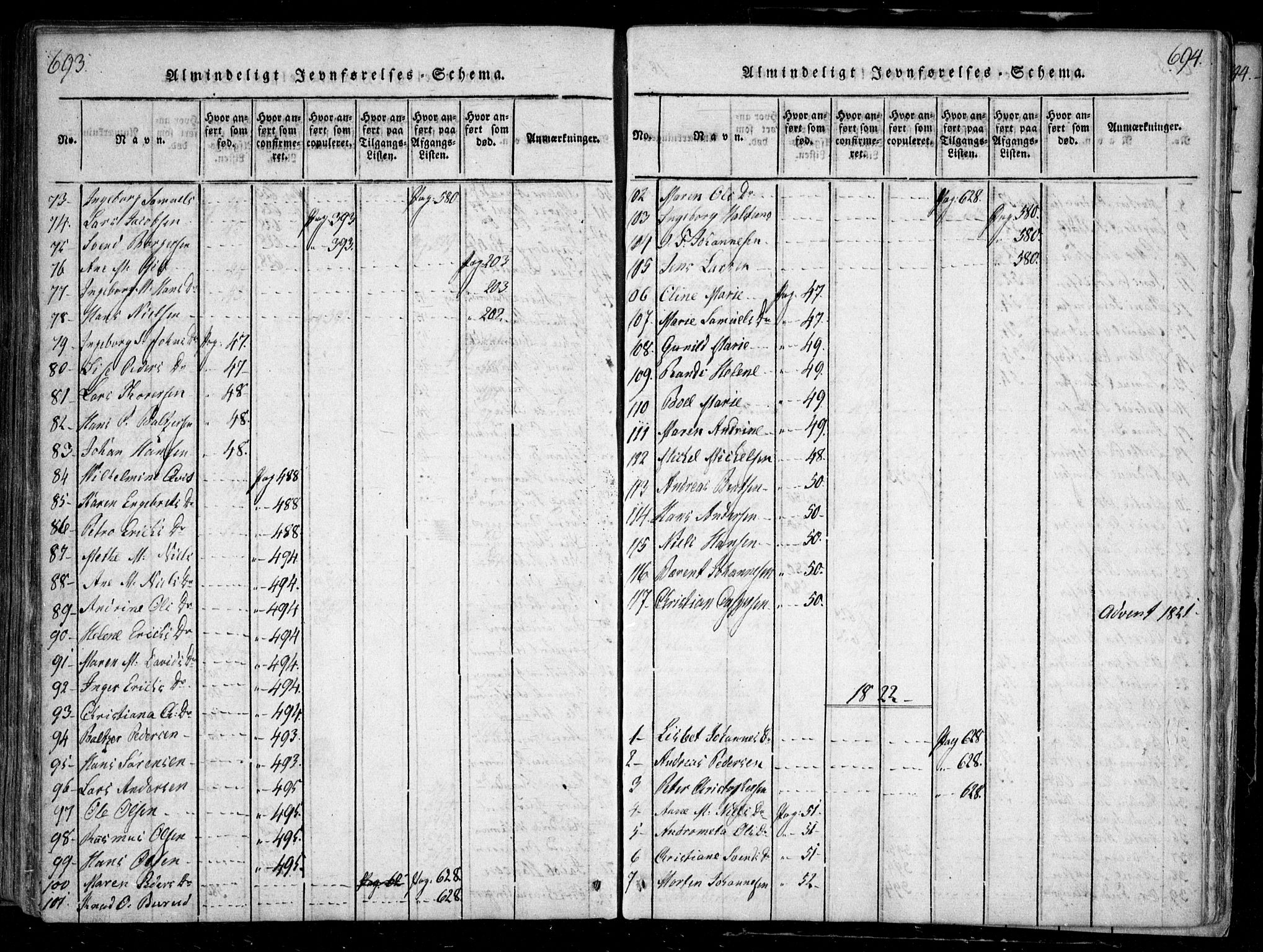 Nesodden prestekontor Kirkebøker, SAO/A-10013/F/Fa/L0006: Parish register (official) no. I 6, 1814-1847, p. 693-694