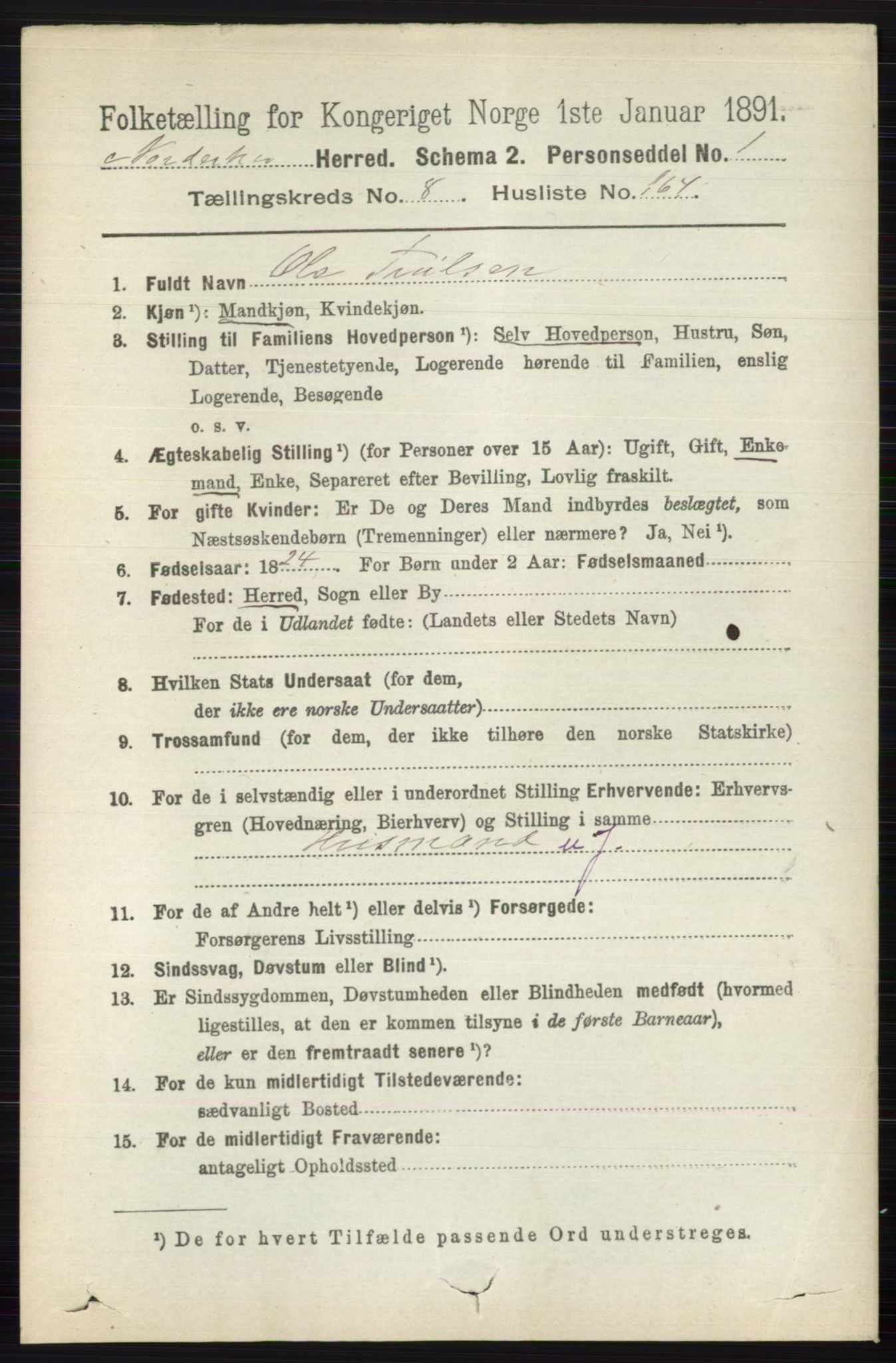 RA, 1891 census for 0613 Norderhov, 1891, p. 6472