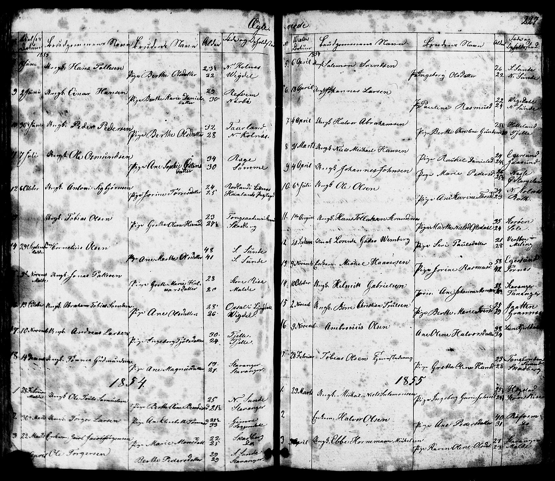Håland sokneprestkontor, SAST/A-101802/001/30BB/L0002: Parish register (copy) no. B 2, 1845-1872, p. 227