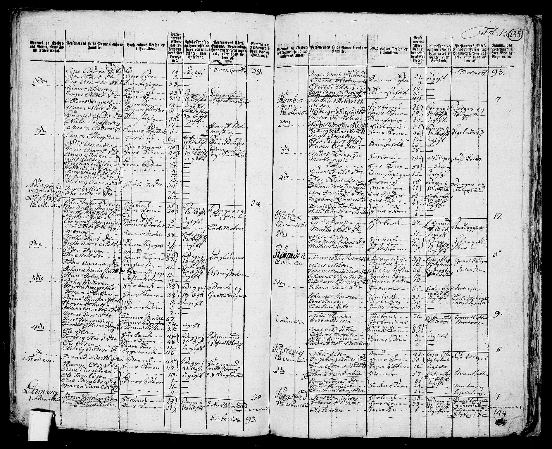 RA, 1801 census for 0924P Homedal, 1801, p. 234b-235a