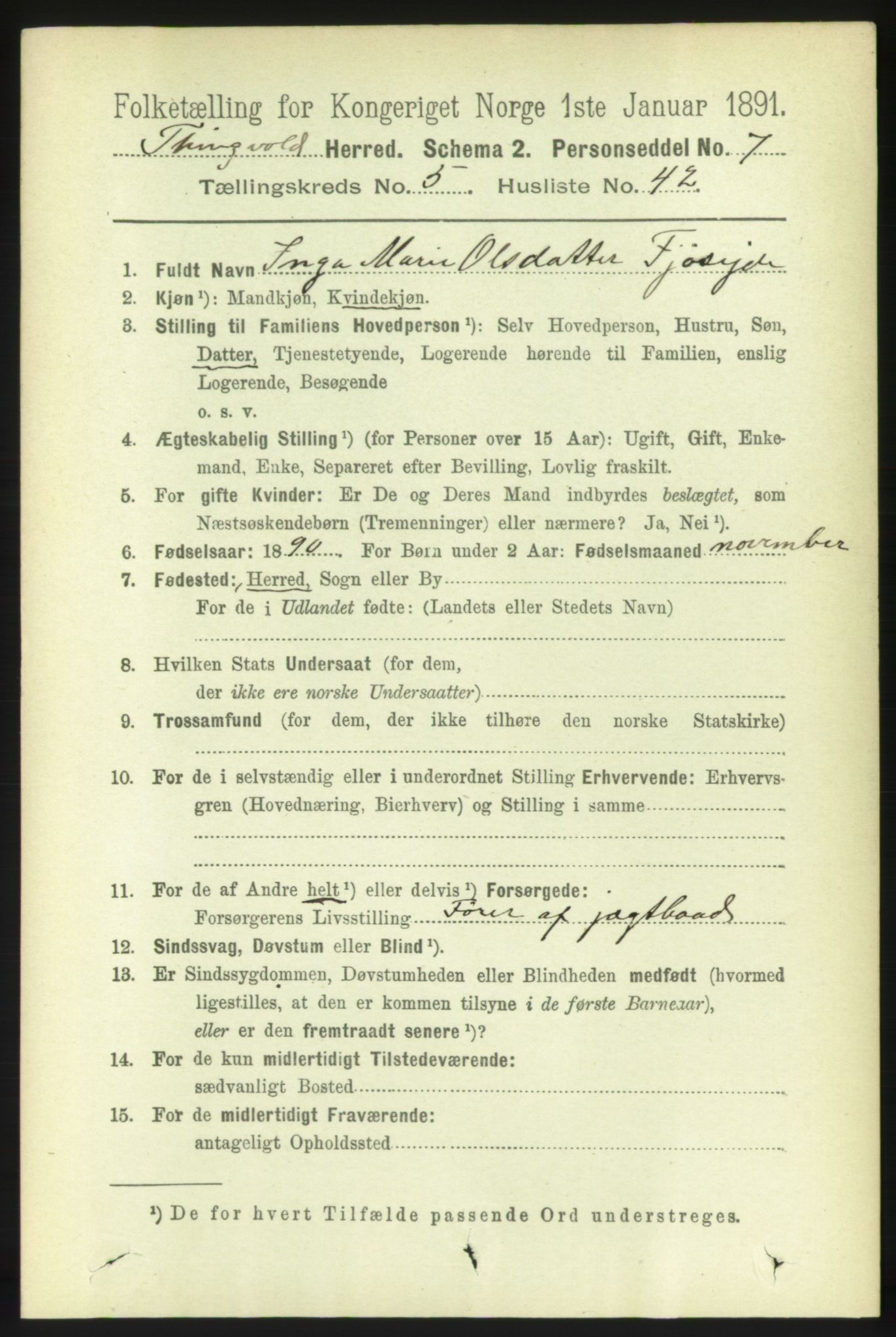 RA, 1891 census for 1560 Tingvoll, 1891, p. 2363