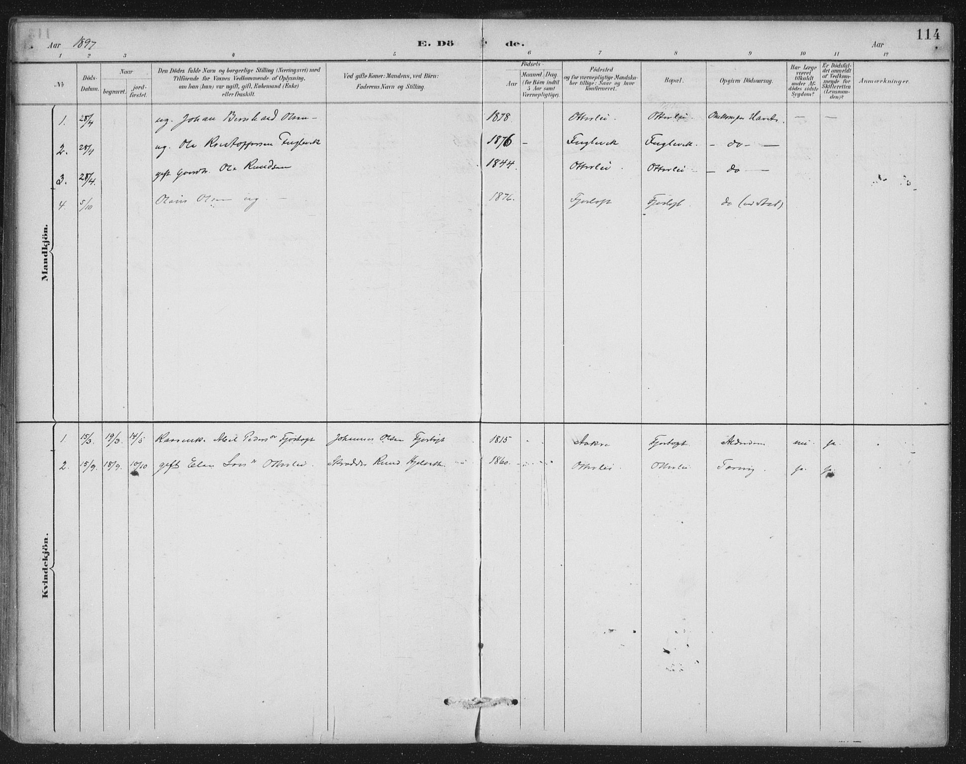 Ministerialprotokoller, klokkerbøker og fødselsregistre - Møre og Romsdal, SAT/A-1454/538/L0522: Parish register (official) no. 538A01, 1884-1913, p. 114