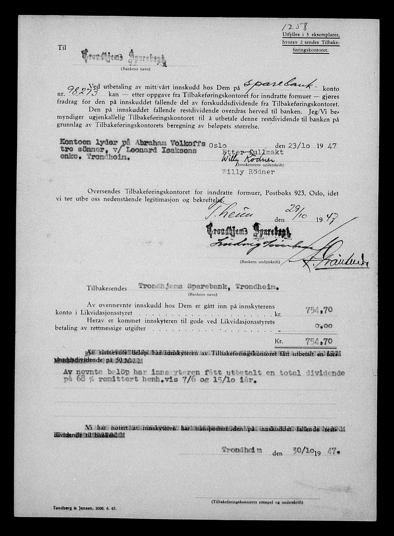 Justisdepartementet, Tilbakeføringskontoret for inndratte formuer, AV/RA-S-1564/H/Hc/Hca/L0909: --, 1945-1947, p. 580