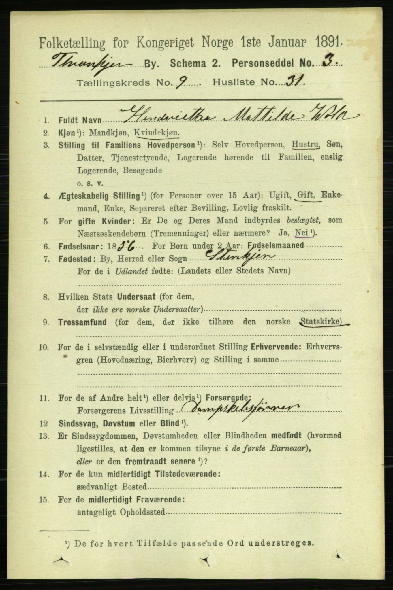 RA, 1891 census for 1601 Trondheim, 1891, p. 8009