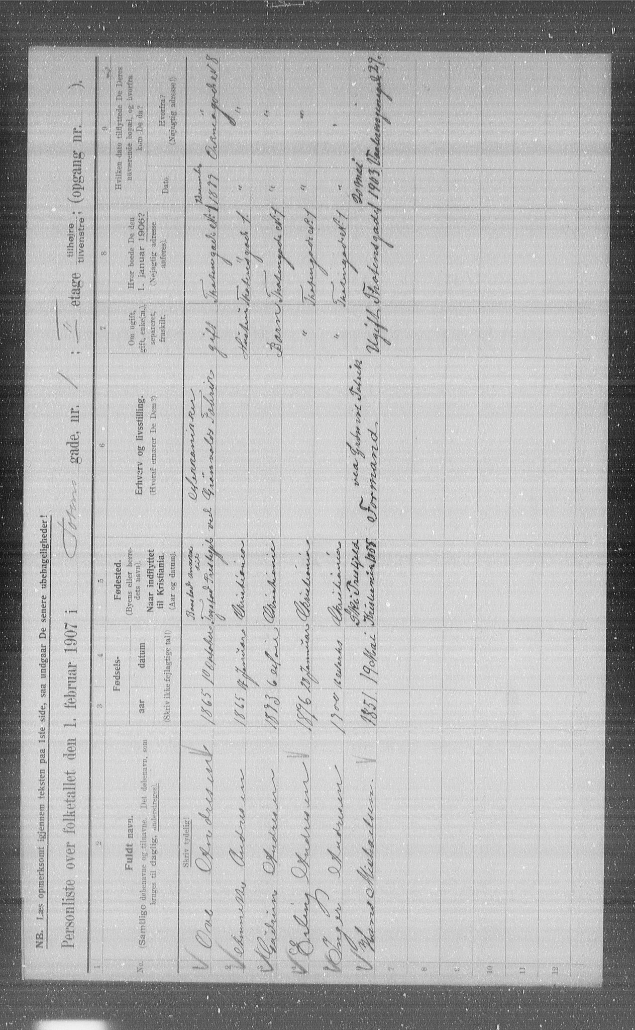 OBA, Municipal Census 1907 for Kristiania, 1907, p. 58684