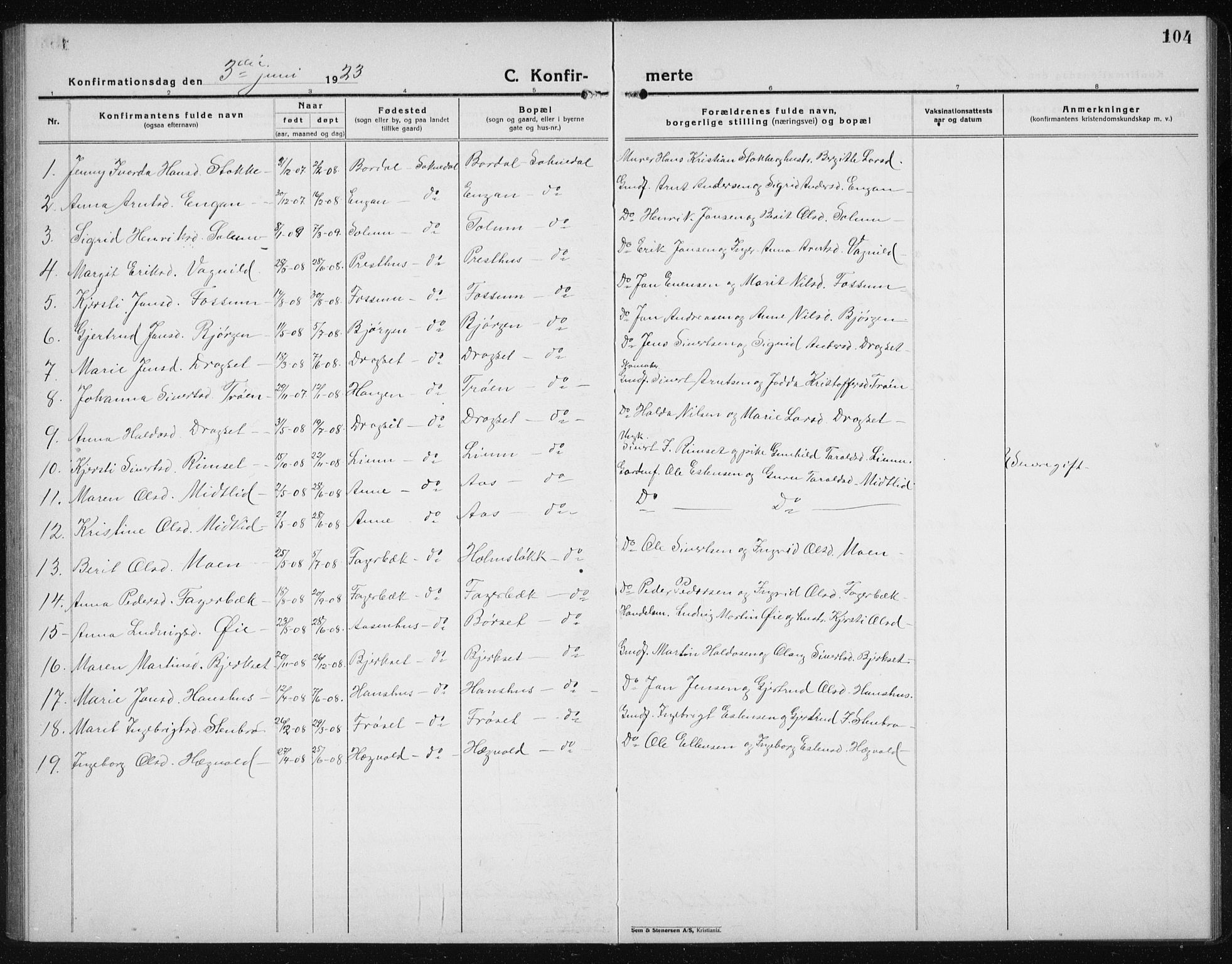 Ministerialprotokoller, klokkerbøker og fødselsregistre - Sør-Trøndelag, SAT/A-1456/689/L1045: Parish register (copy) no. 689C04, 1923-1940, p. 104