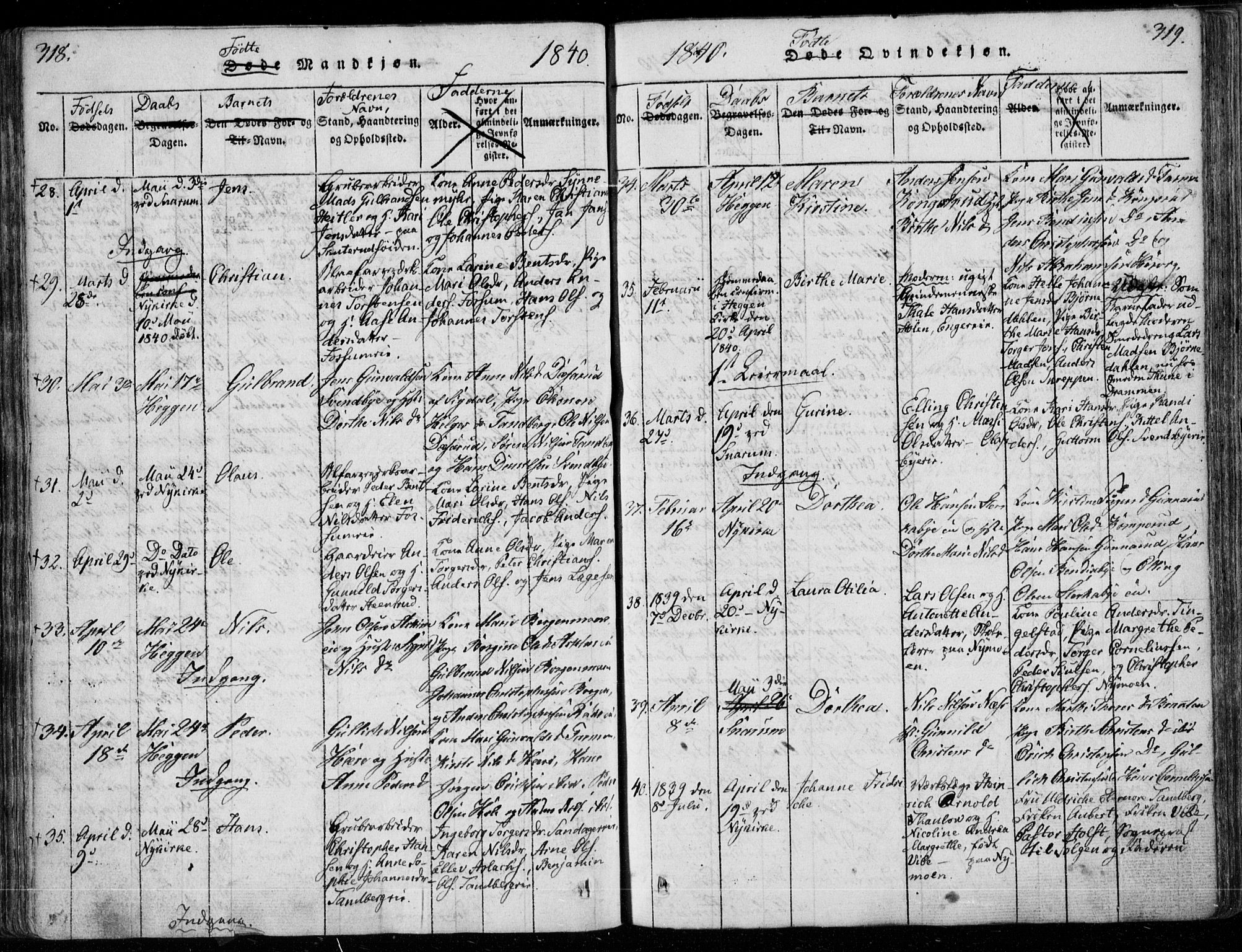 Modum kirkebøker, SAKO/A-234/F/Fa/L0006: Parish register (official) no. 6, 1832-1841, p. 318-319