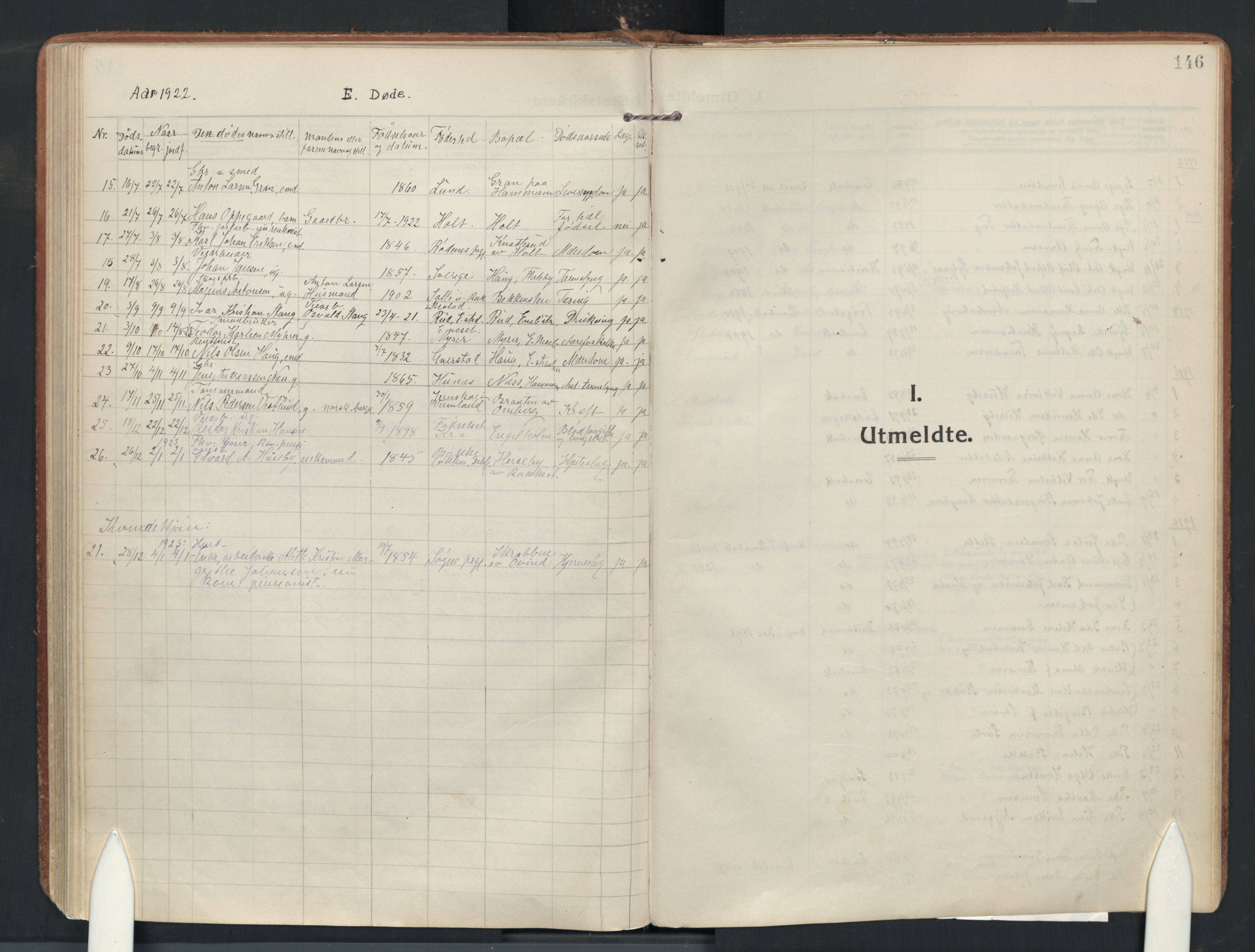 Enebakk prestekontor Kirkebøker, SAO/A-10171c/F/Fa/L0019: Parish register (official) no. I 19, 1912-1935, p. 146