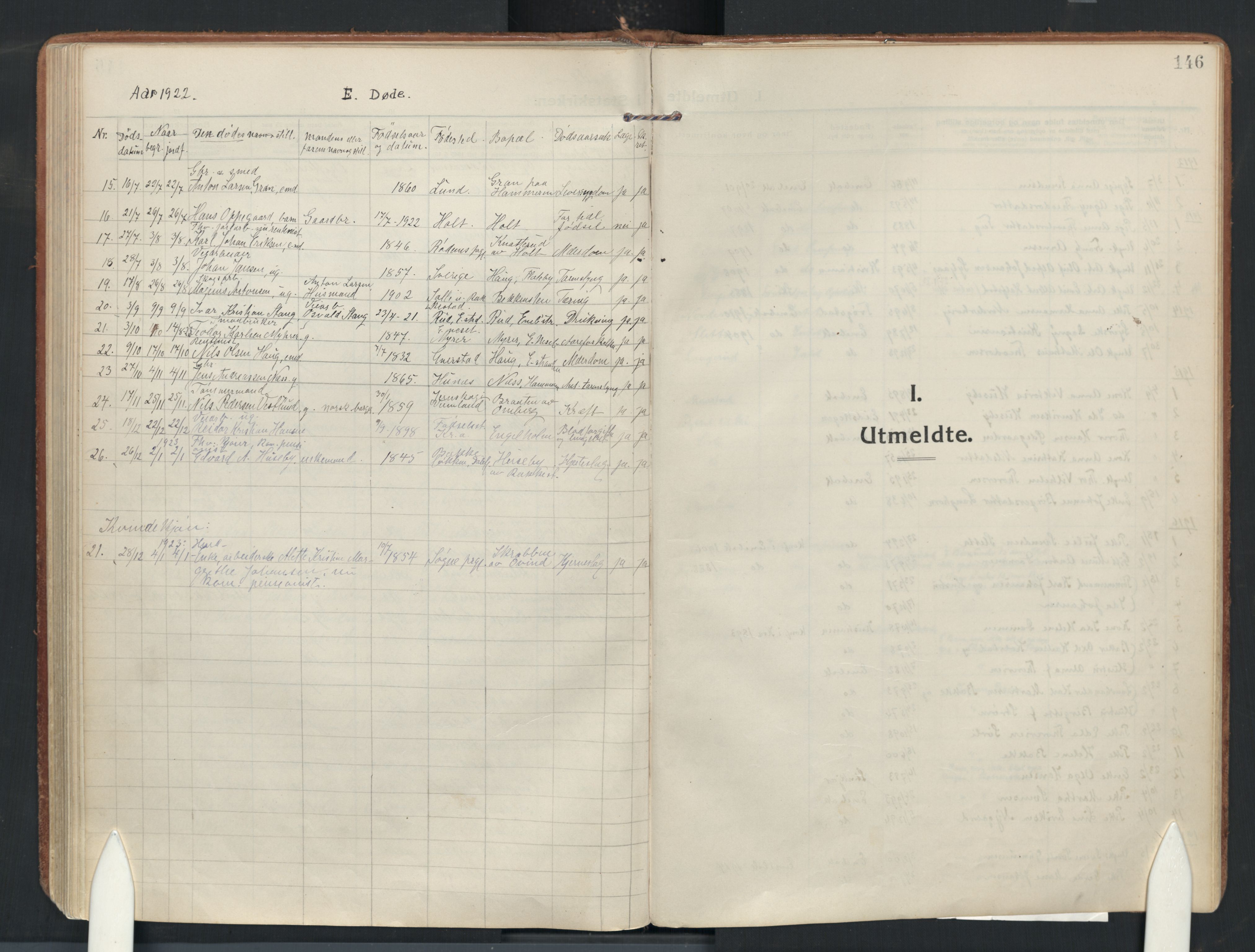 Enebakk prestekontor Kirkebøker, AV/SAO-A-10171c/F/Fa/L0019: Parish register (official) no. I 19, 1912-1935, p. 146