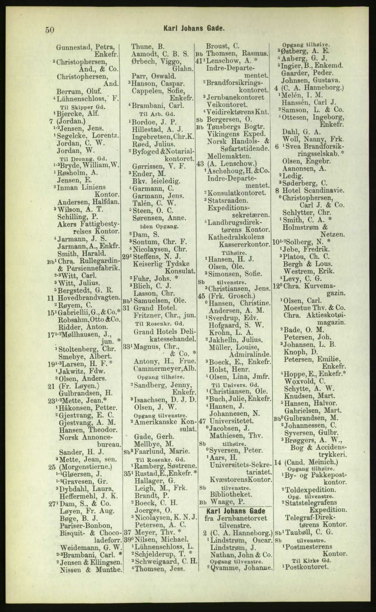 Kristiania/Oslo adressebok, PUBL/-, 1883, p. 50