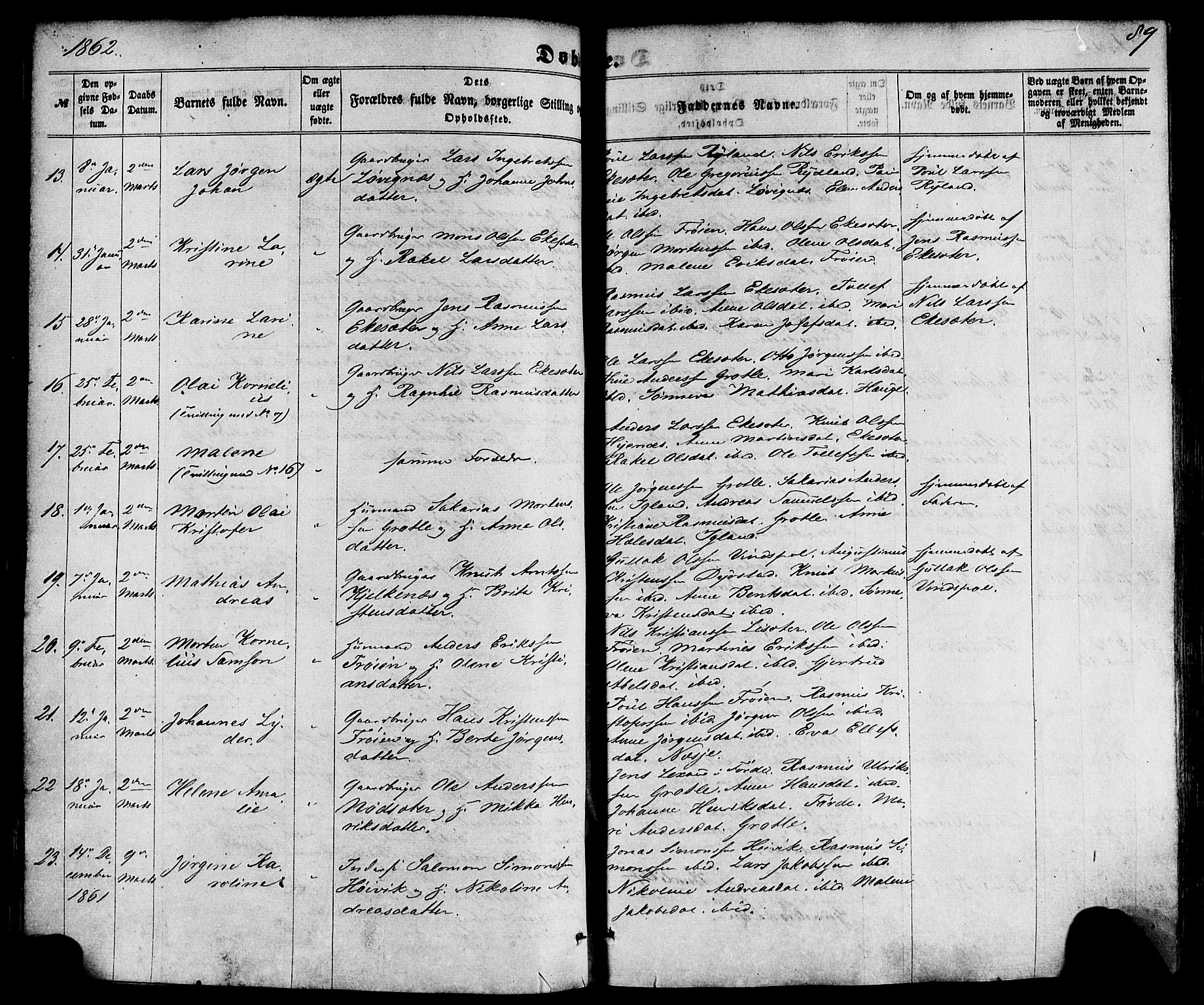 Kinn sokneprestembete, SAB/A-80801/H/Haa/Haaa/L0006: Parish register (official) no. A 6, 1857-1885, p. 89